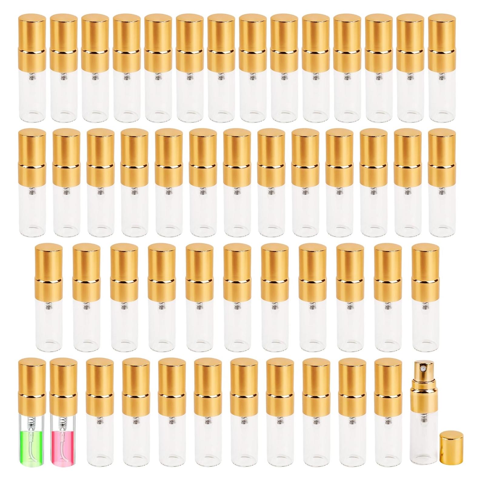 50 Piezas Atomizador de Vidrio 3ml Norcoin Dorado Recargable