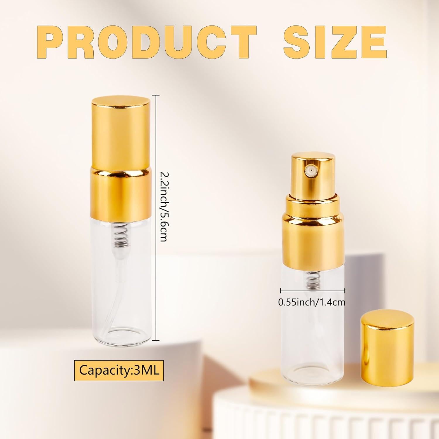 50 Piezas Atomizador de Vidrio 3ml Norcoin Dorado Recargable