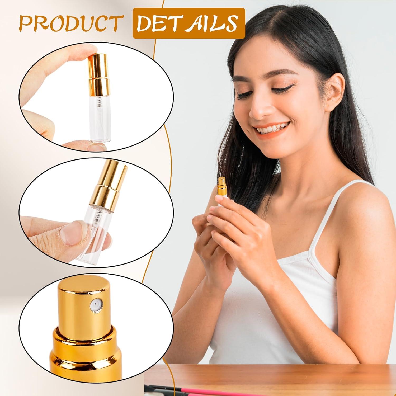 50 Piezas Atomizador de Vidrio 3ml Norcoin Dorado Recargable