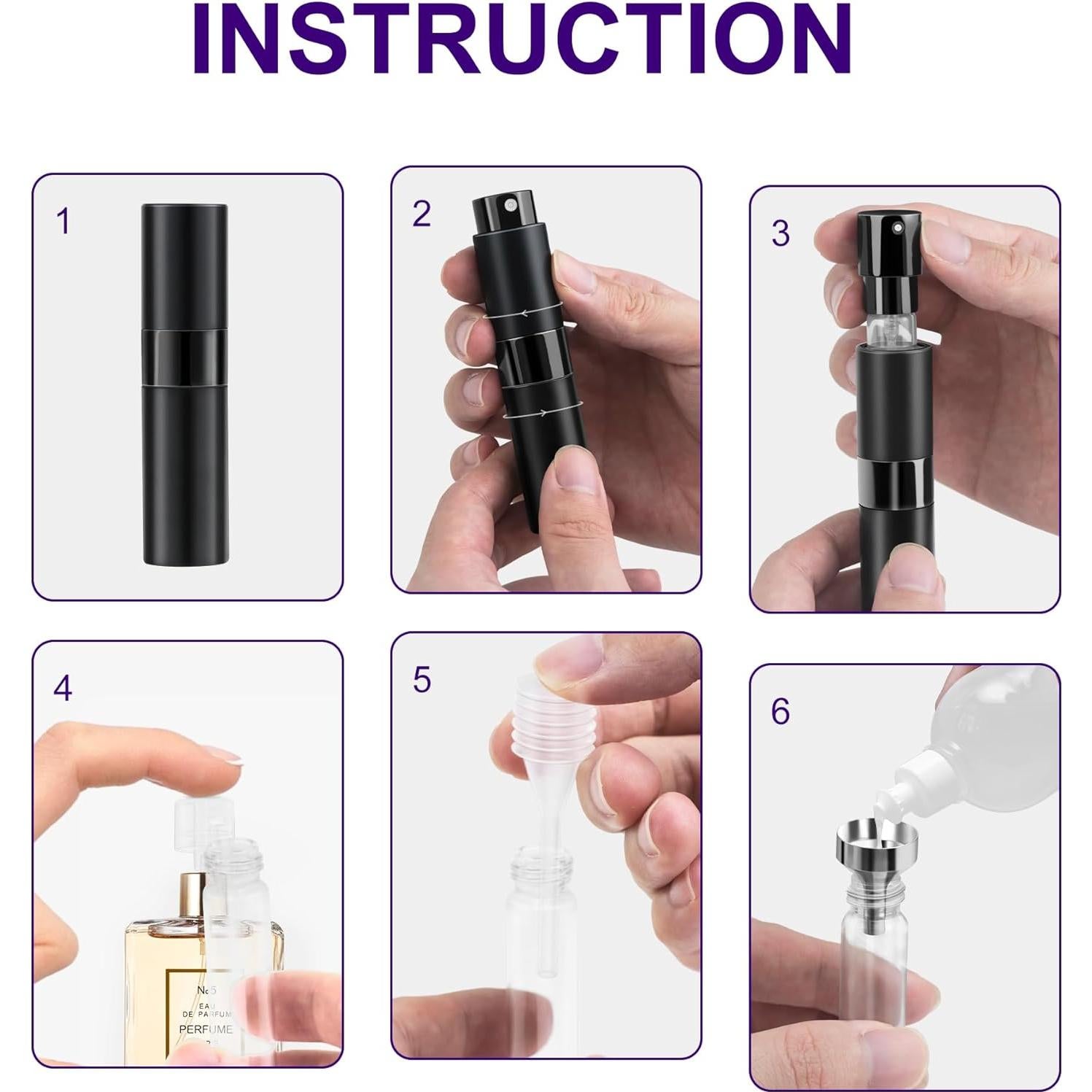 Botella Atomizadora de Perfume Recargable MDDRUIQI 8ml - 2 Piezas