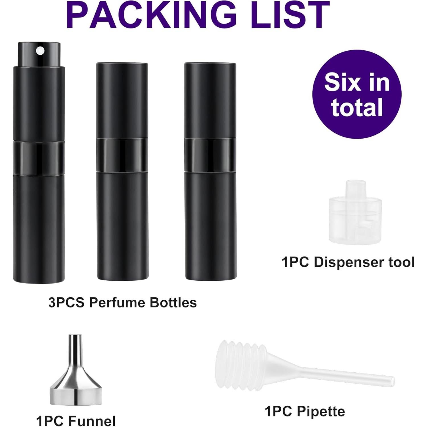 Botella Atomizadora de Perfume Recargable MDDRUIQI 8ml - 2 Piezas