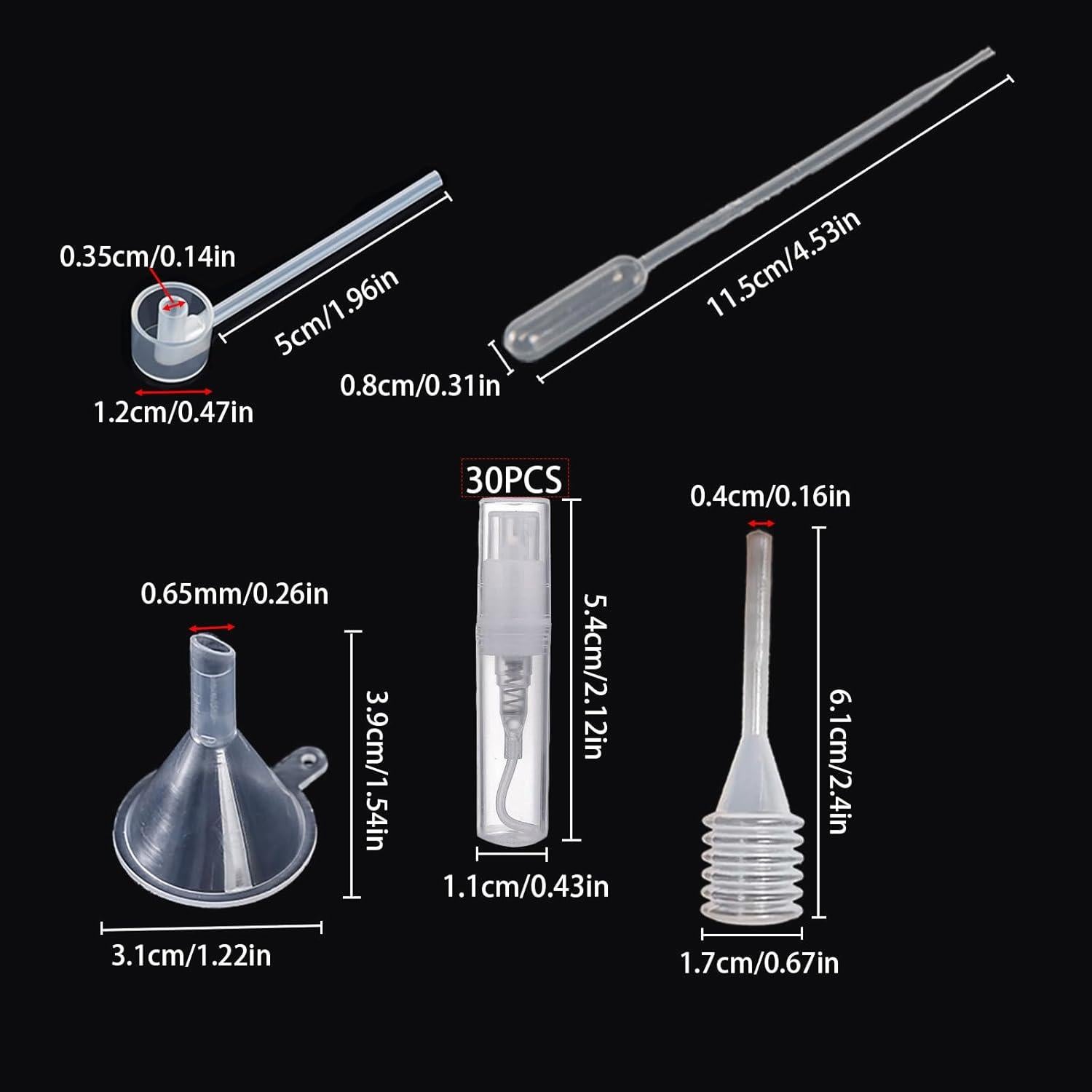 30 Mini Botellas Spray Plásticas 2ml CNHDCT Transparentes