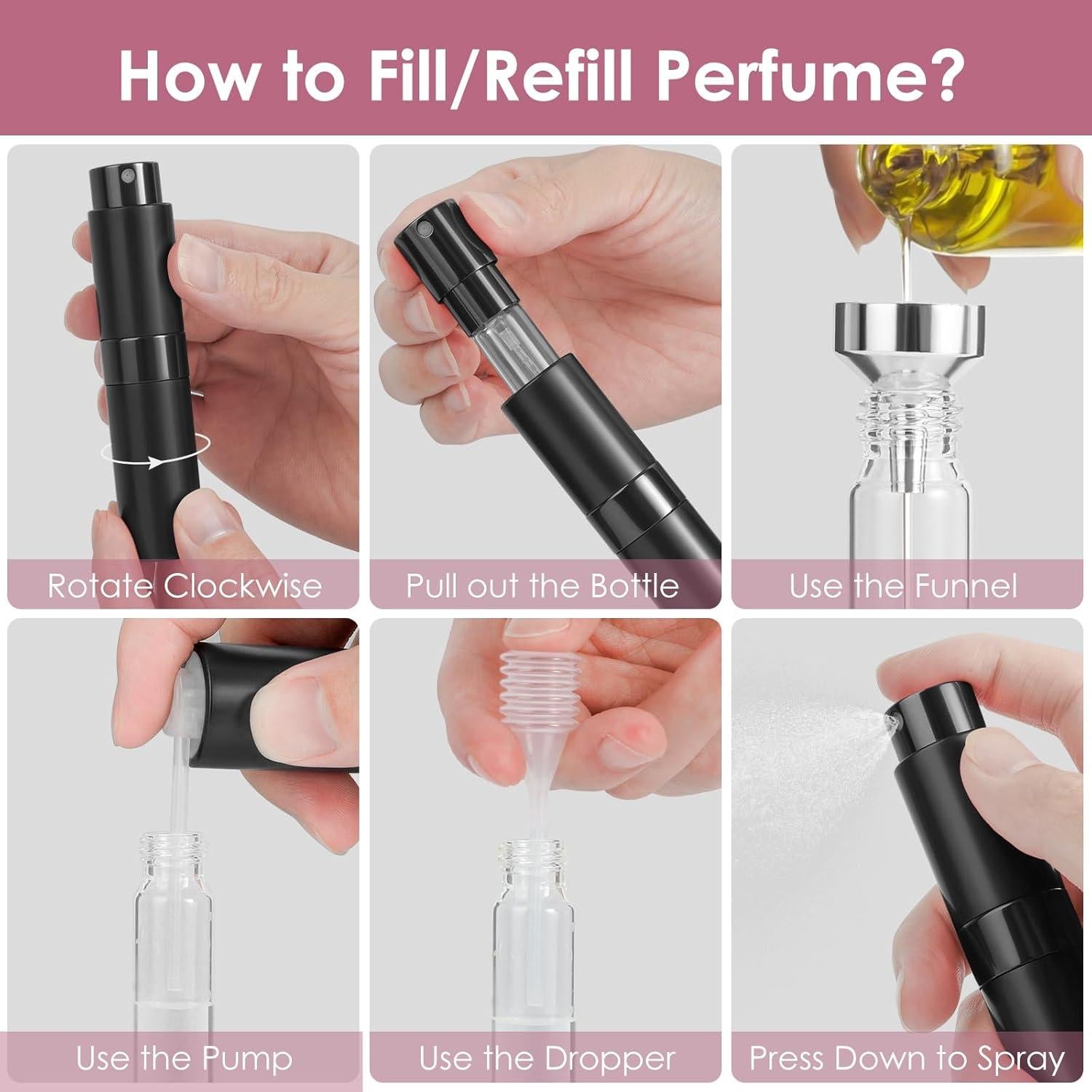 Botellas Rellenables de Perfume Saiveina 8ml - 4 Piezas
