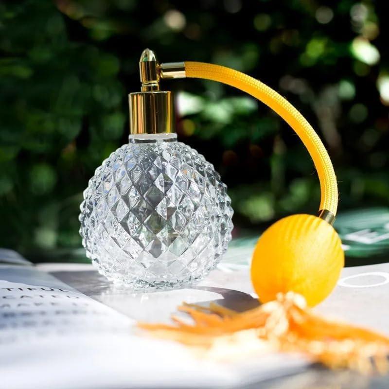 Botella de Perfume Vintage 100ml Topxome Vidrio Dorado Claro