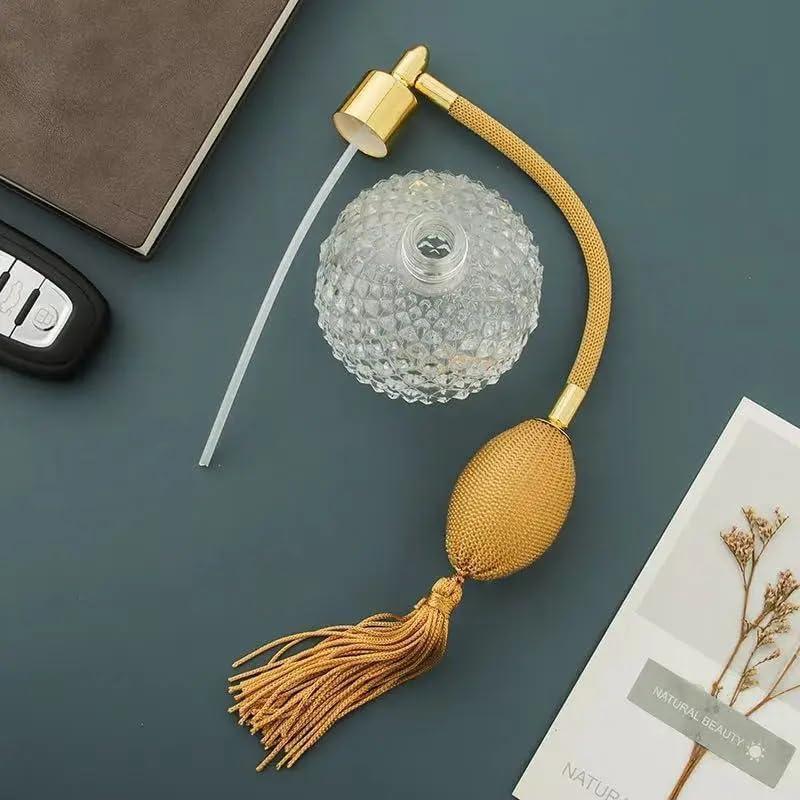 Botella de Perfume Vintage 100ml Topxome Vidrio Dorado Claro