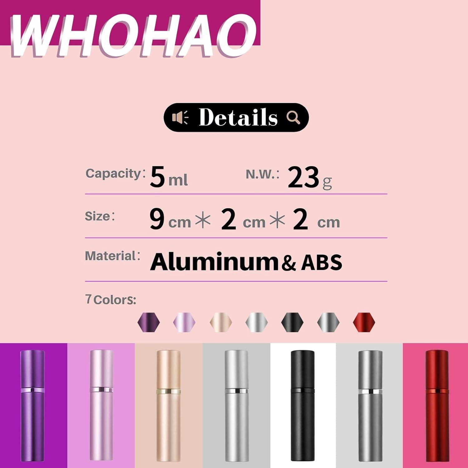 Botella Atomizadora de Perfume WHOHAO 5ml Rosa Portátil