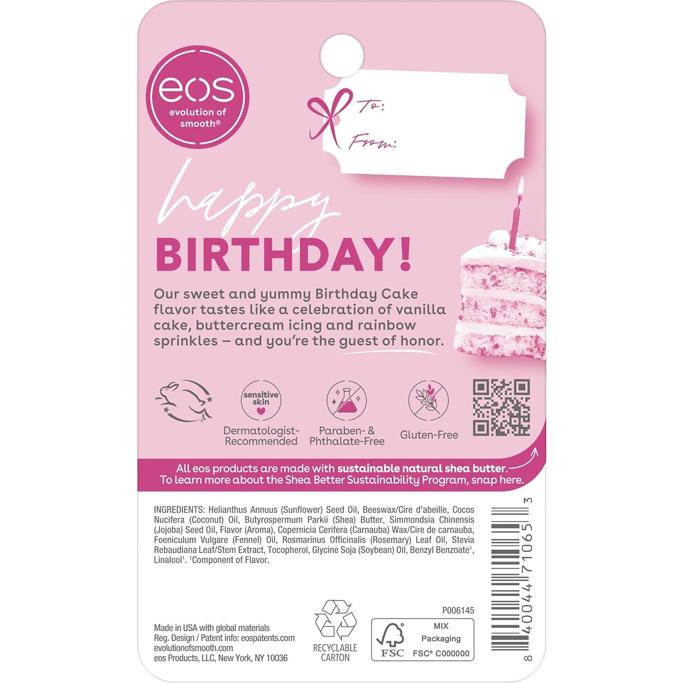 Bálsamo Labial Hidratante eos Karité Natural 4g - Pastel Cumpleaños