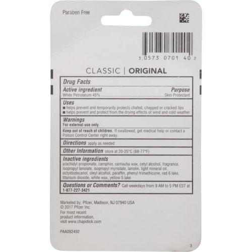 Bálsamo Labial ChapStick Clásico Original - 3 Tubos 4.25 g