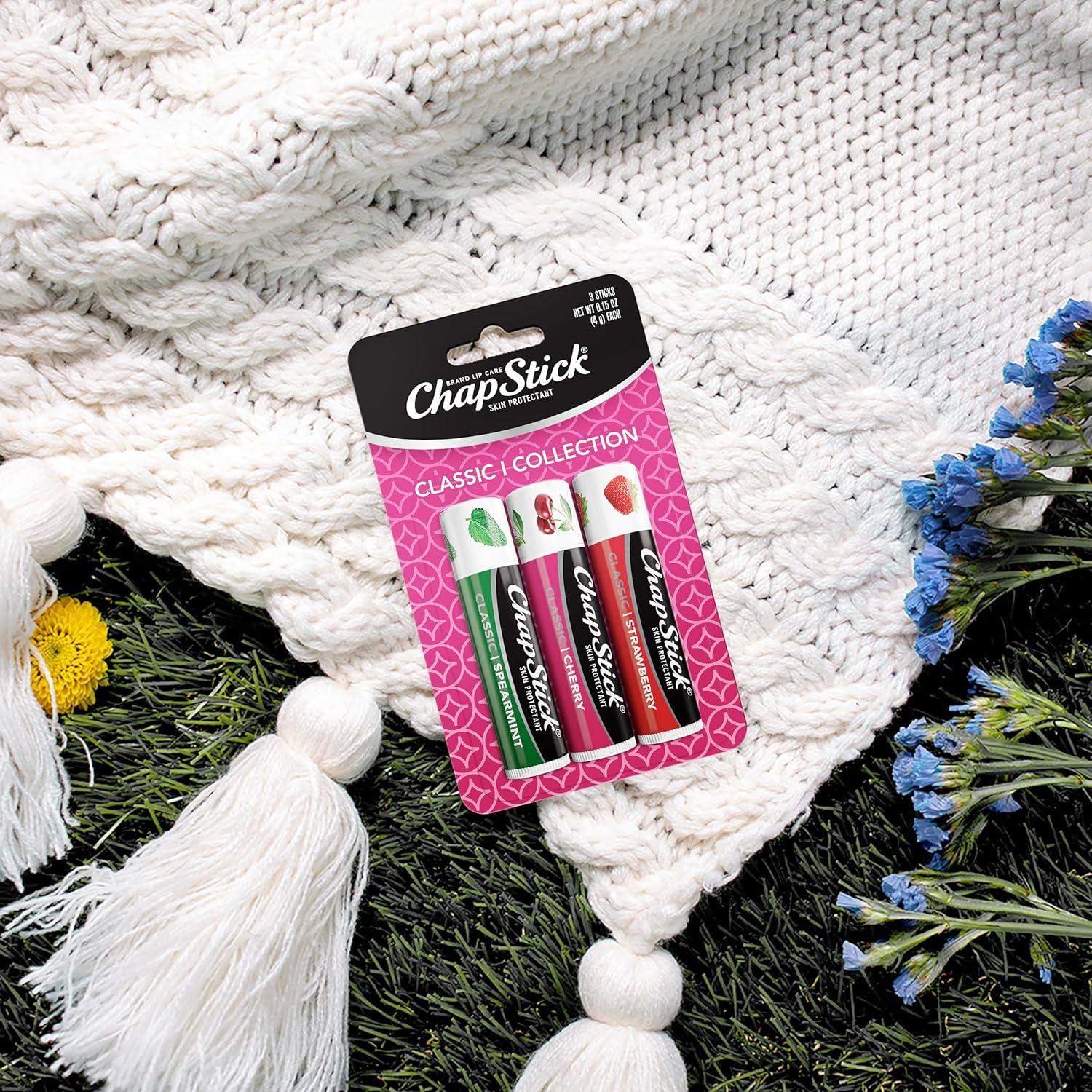 Set de Balsamos Labiales ChapStick Clásicos 3-Pack - Menta, Cereza, Fresa