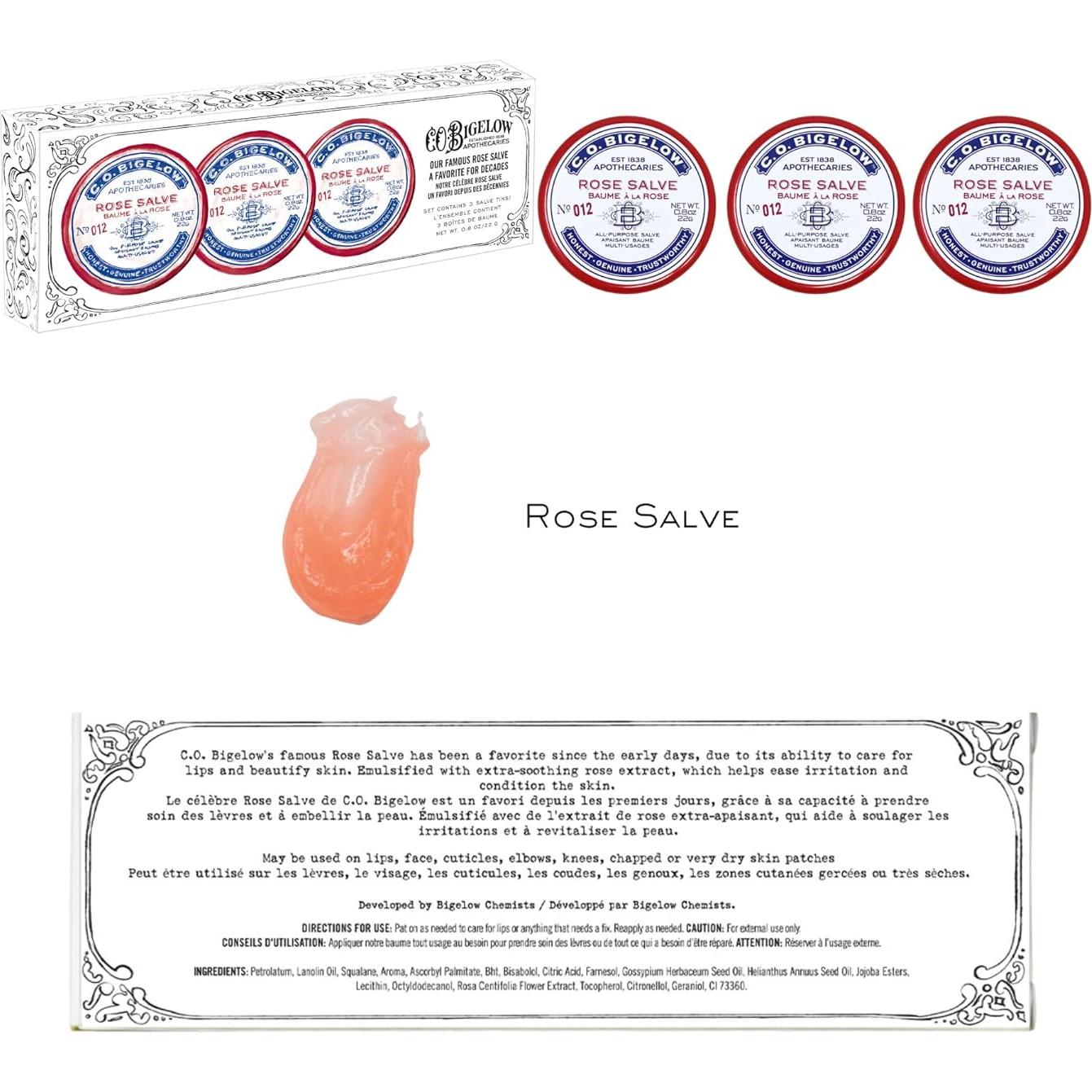 Set de 3 Latas de Salve Labial C.O. Bigelow - Rosa Multiusos 22.68 g