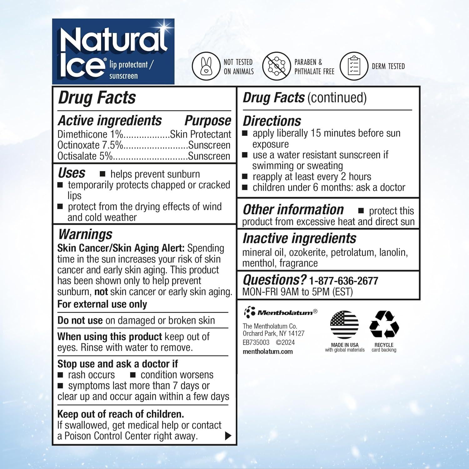 Bálsamo Labial Medicado Natural Ice Original SPF 15 - 12 Unidades