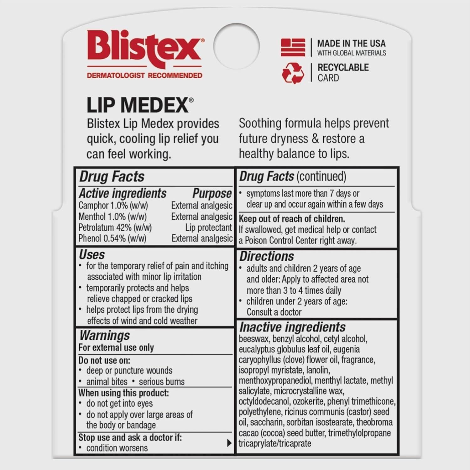 Bálsamo Labial Blistex Lip Medex Stick 3 Unidades 4.25g