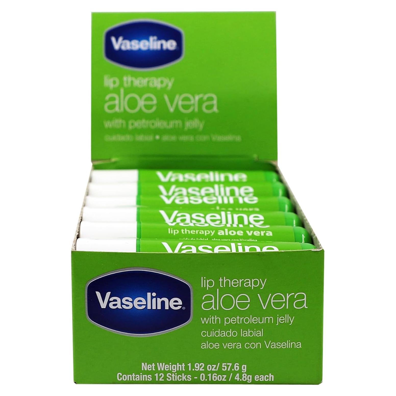 Bálsamo Labial Vaseline Aloe Vera - Caja 12 Unidades