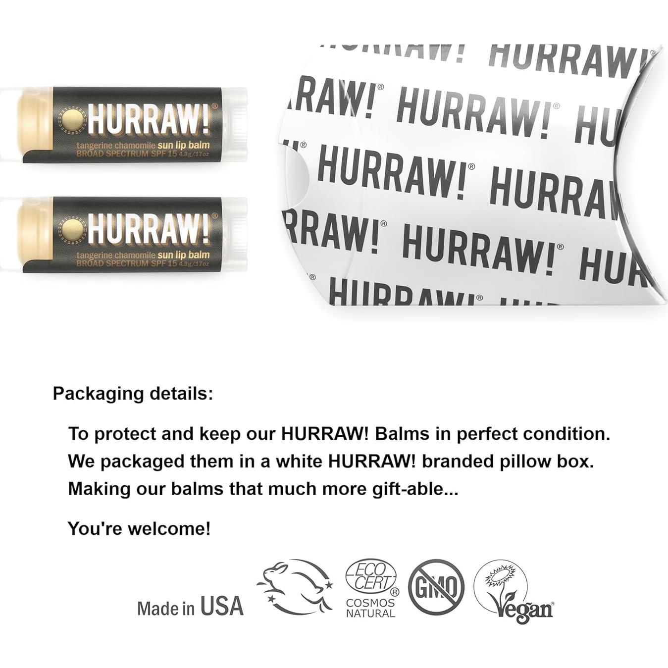 Bálsamo Labial Solar Hurraw! SPF 15 Mandarina Manzanilla 2 Unidades