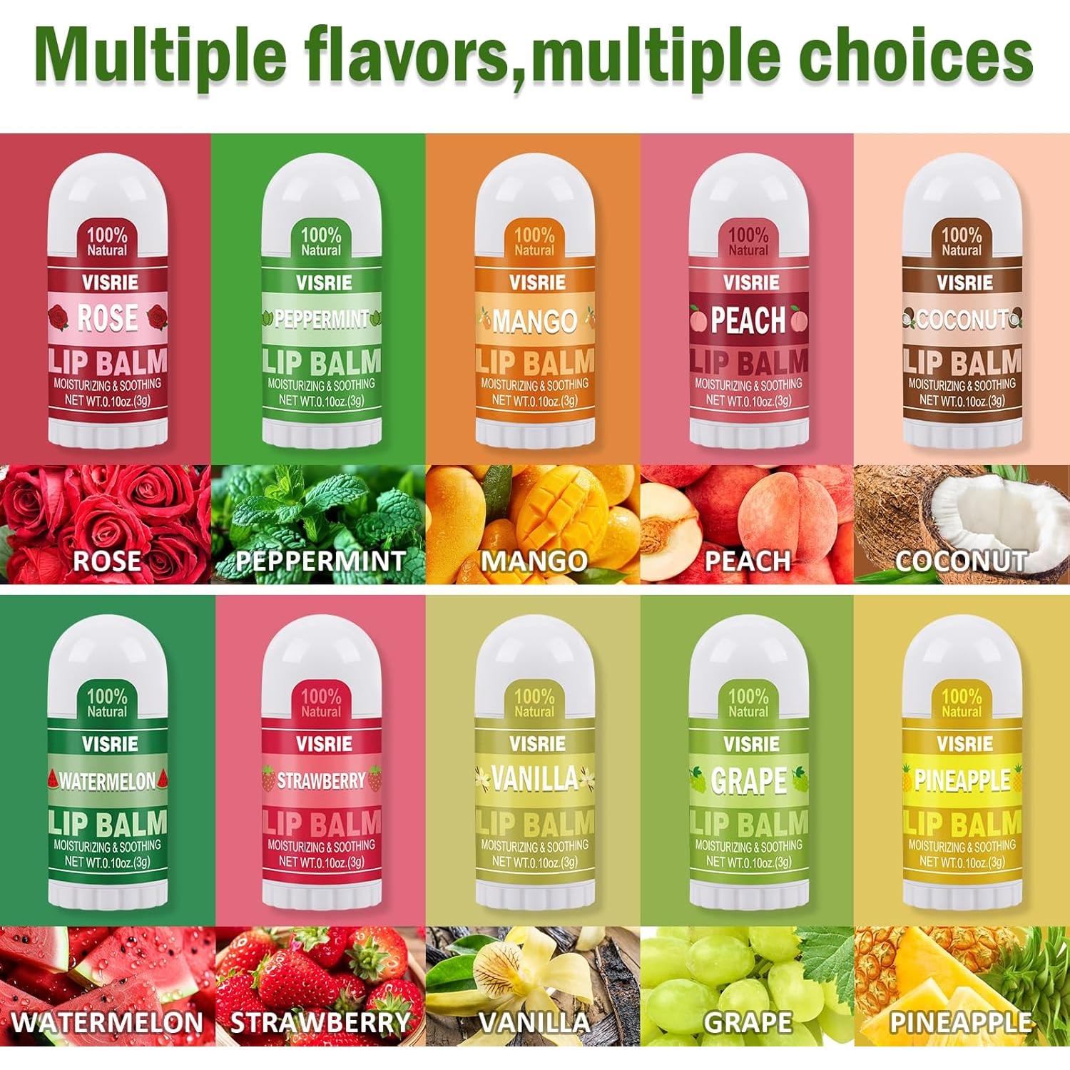 Bálsamo Labial Mini VISRIE 40 Piezas Hidratante 10 Sabores