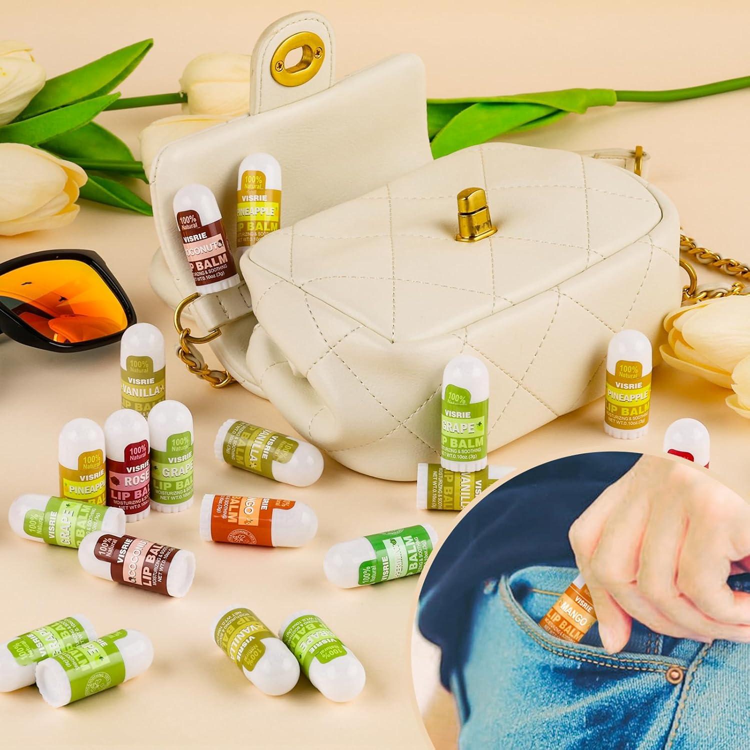 Bálsamo Labial Mini VISRIE 40 Piezas Hidratante 10 Sabores