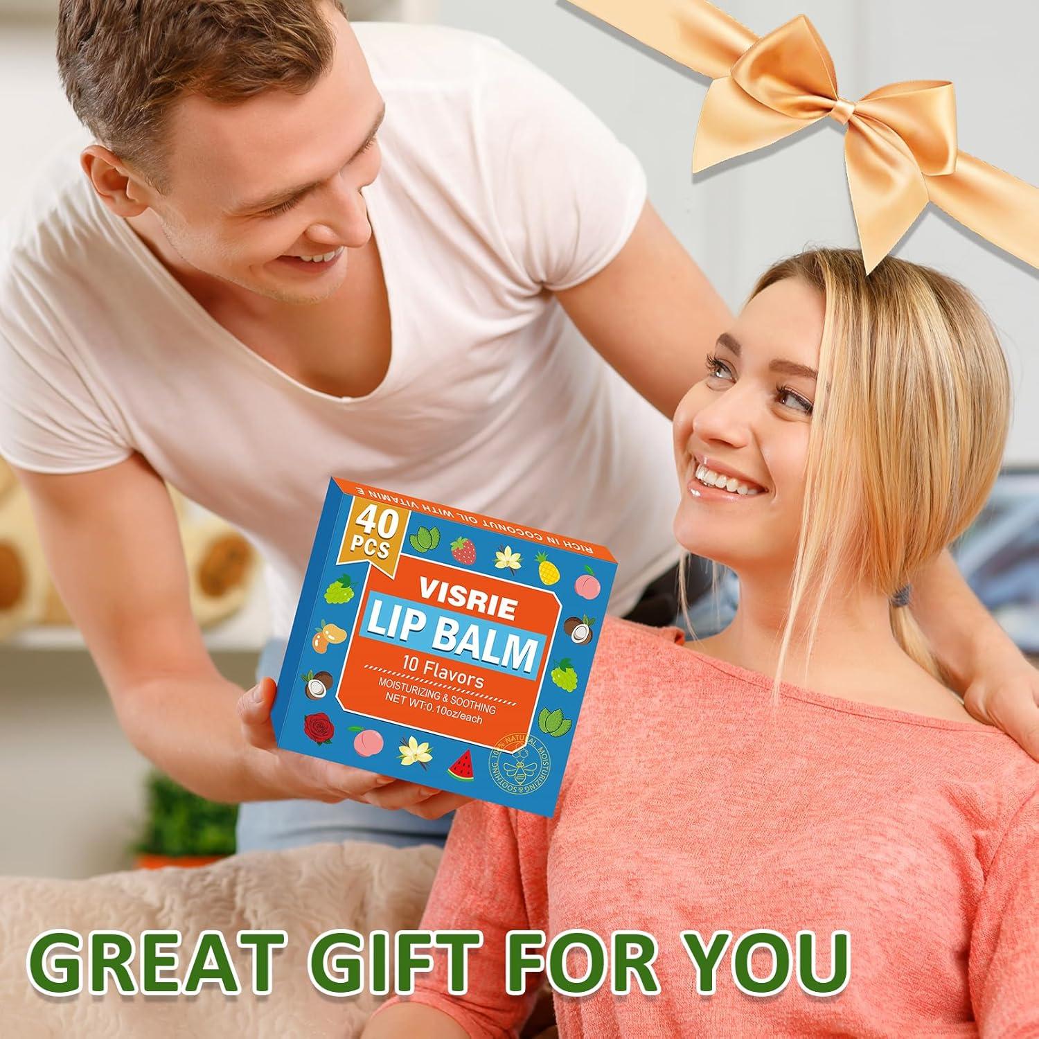 Bálsamo Labial Mini VISRIE 40 Piezas Hidratante 10 Sabores