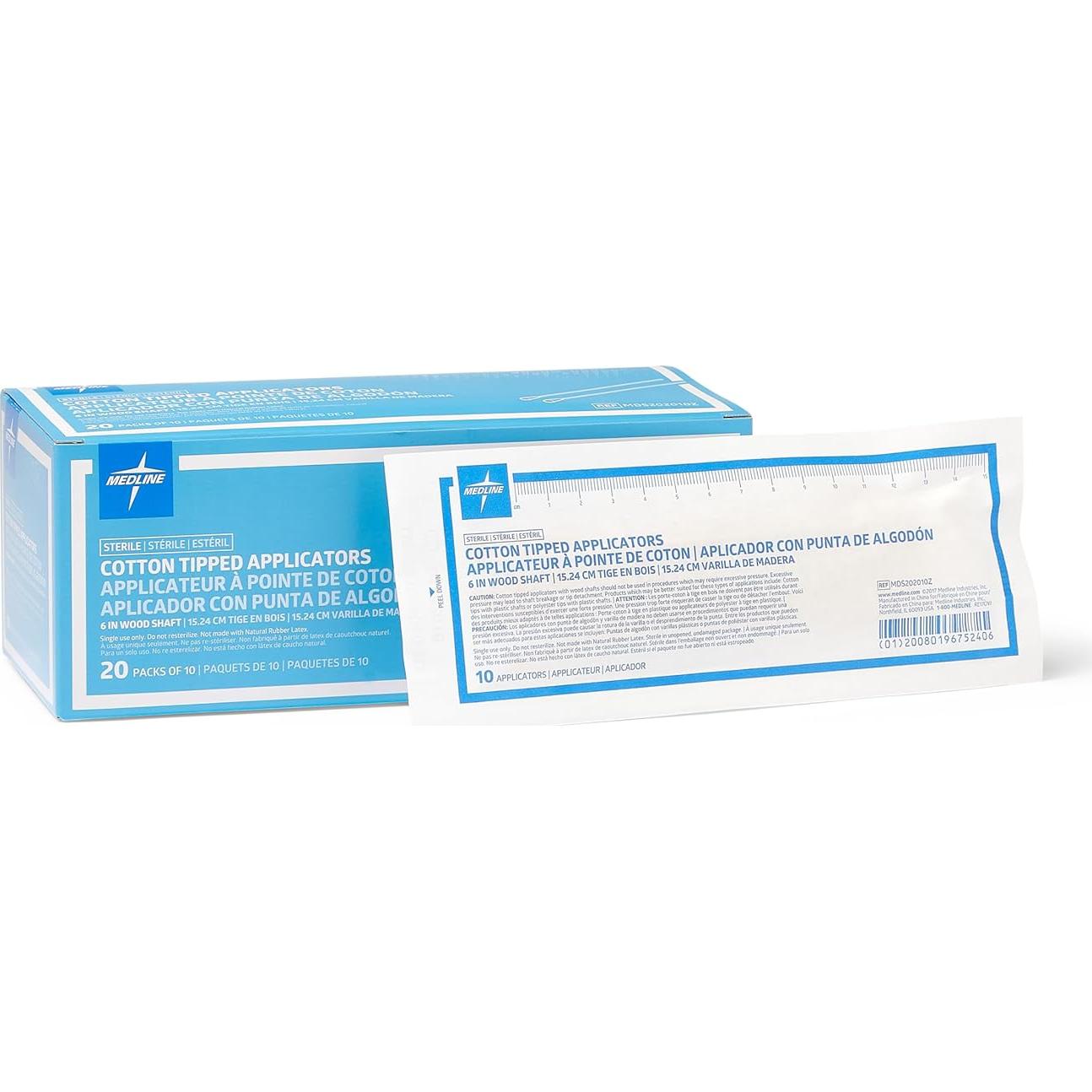 Aplicador Estéril de Algodón Medline 15.24 cm - Paquete de 200