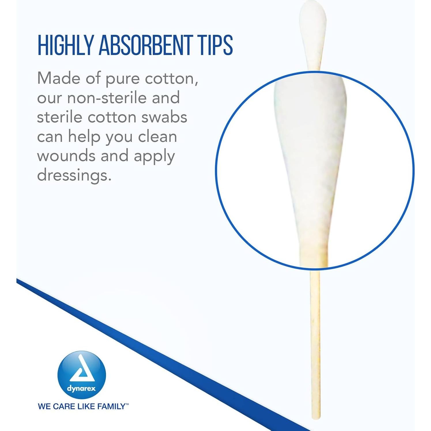 Aplicadores de Algodón Estériles Dynarex 15 cm - 100 Unidades