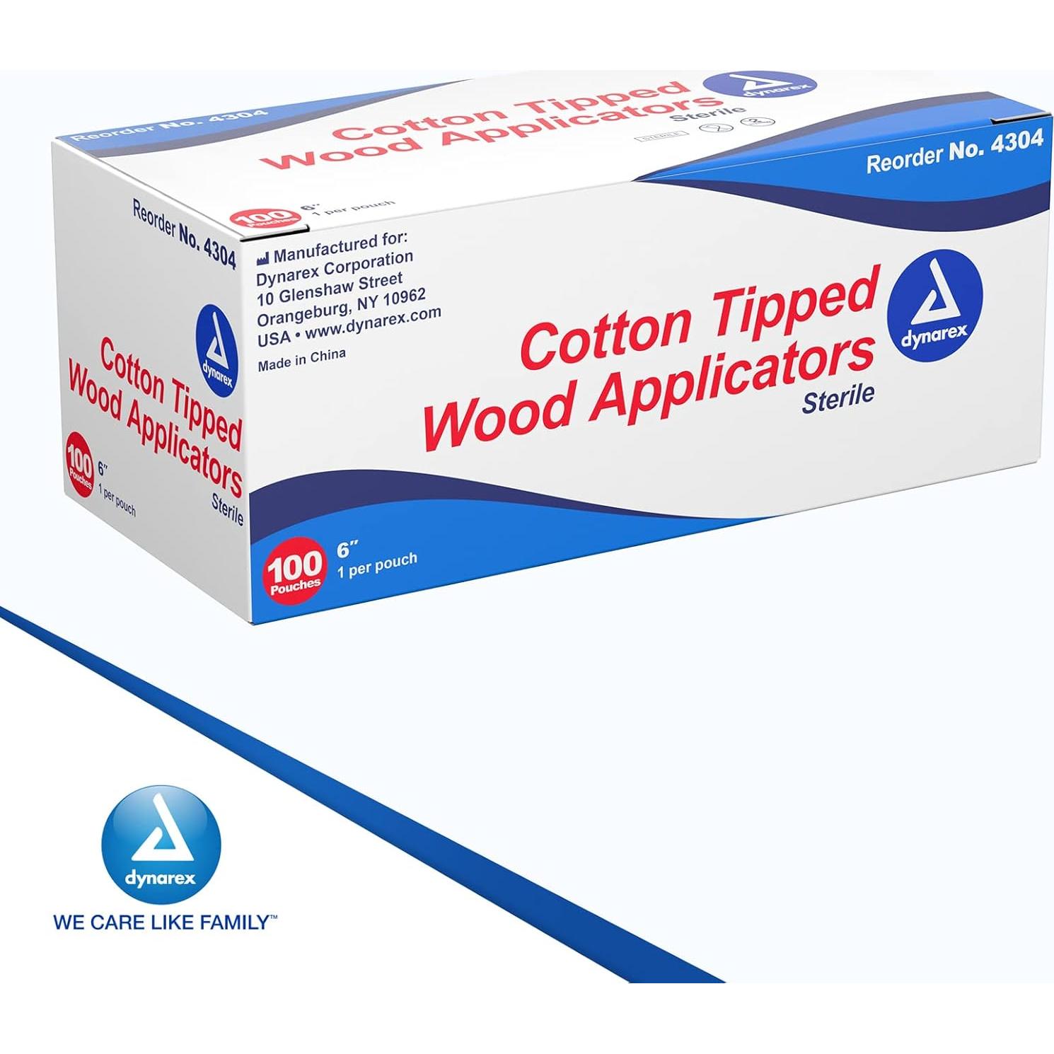 Aplicadores de Algodón Estériles Dynarex 15 cm - 100 Unidades