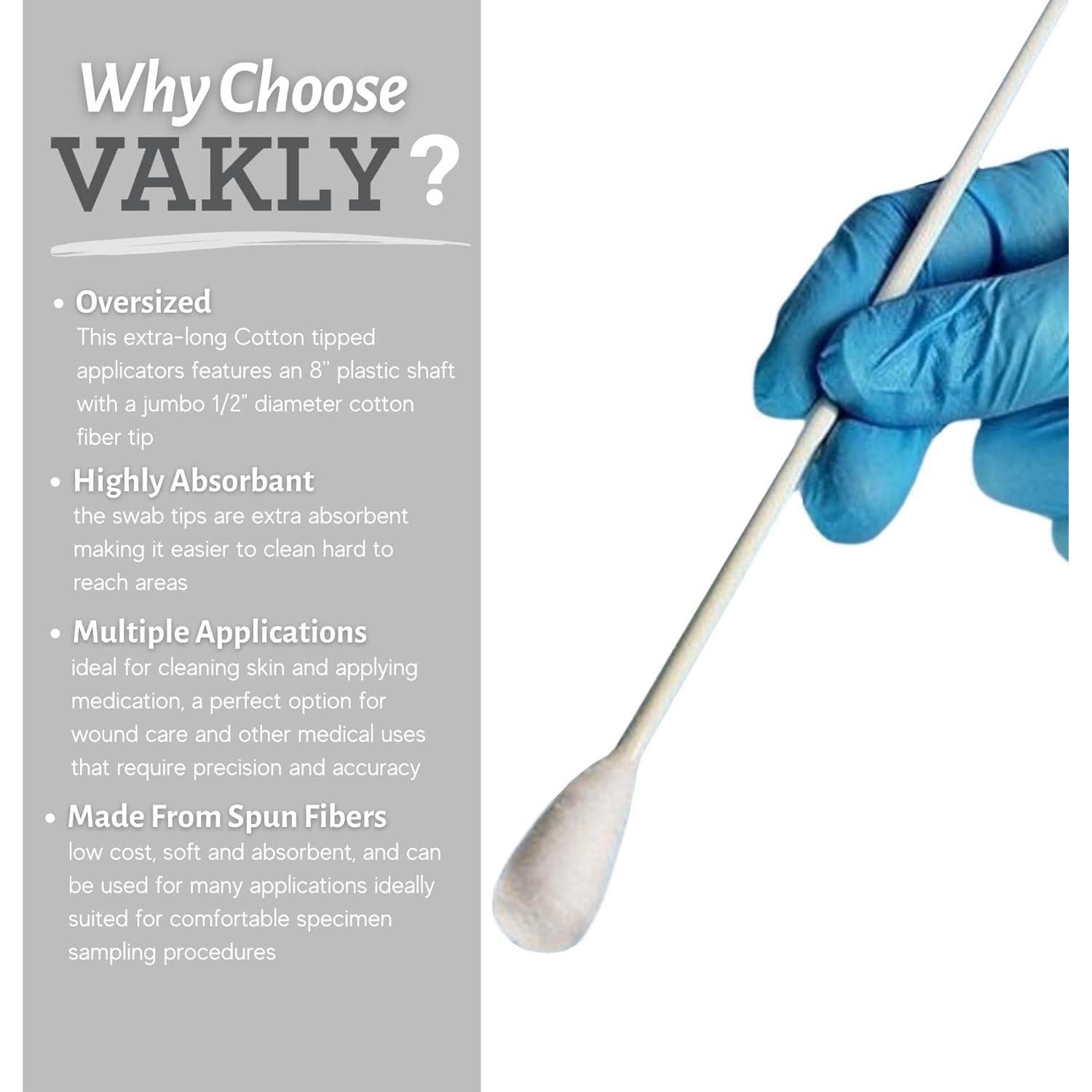 Hisopos Extra Largos Vakly 20 cm - Paquete de 100 Unidades