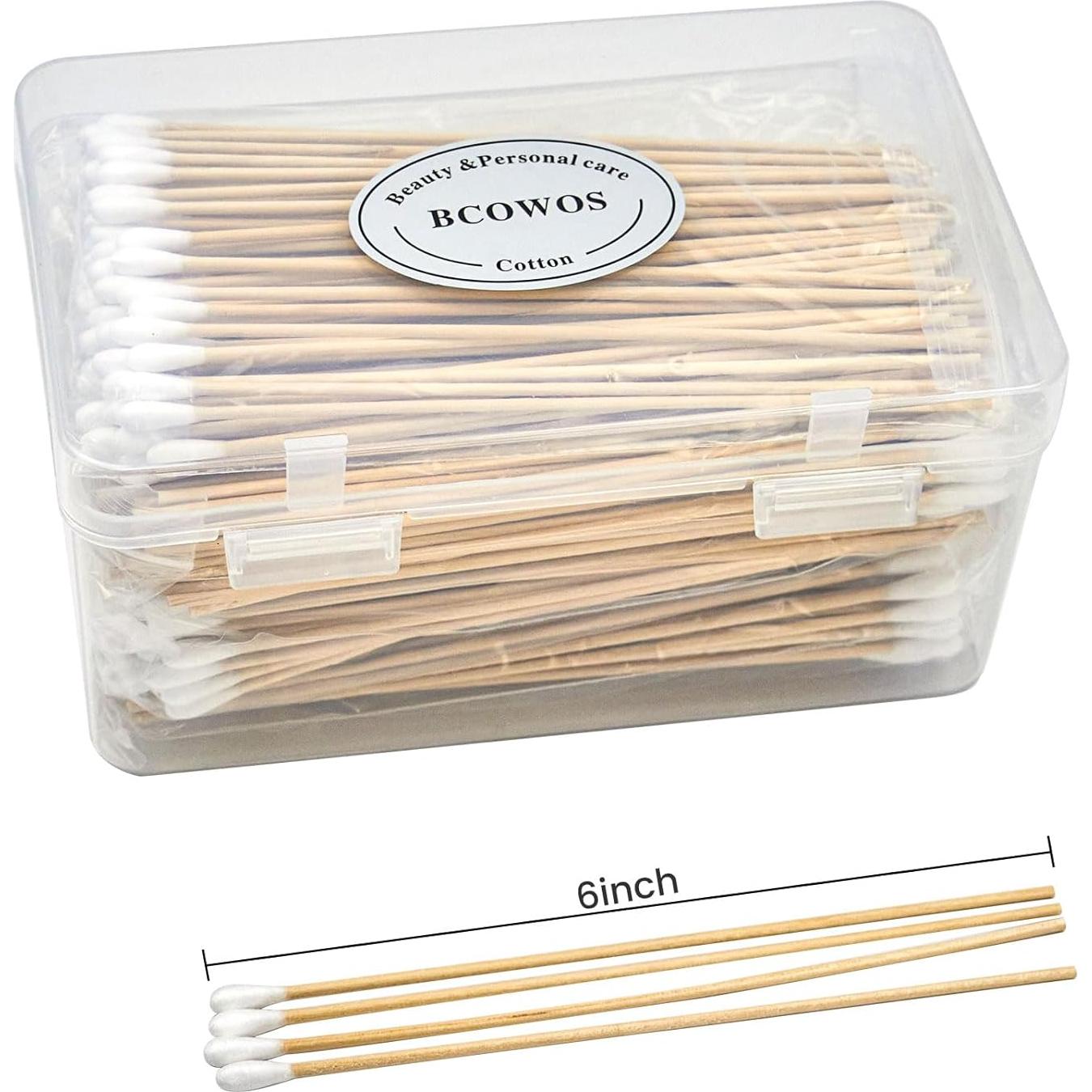 Bastones de Algodón Largos 15 cm Bcowos - 500 Piezas para Maquillaje