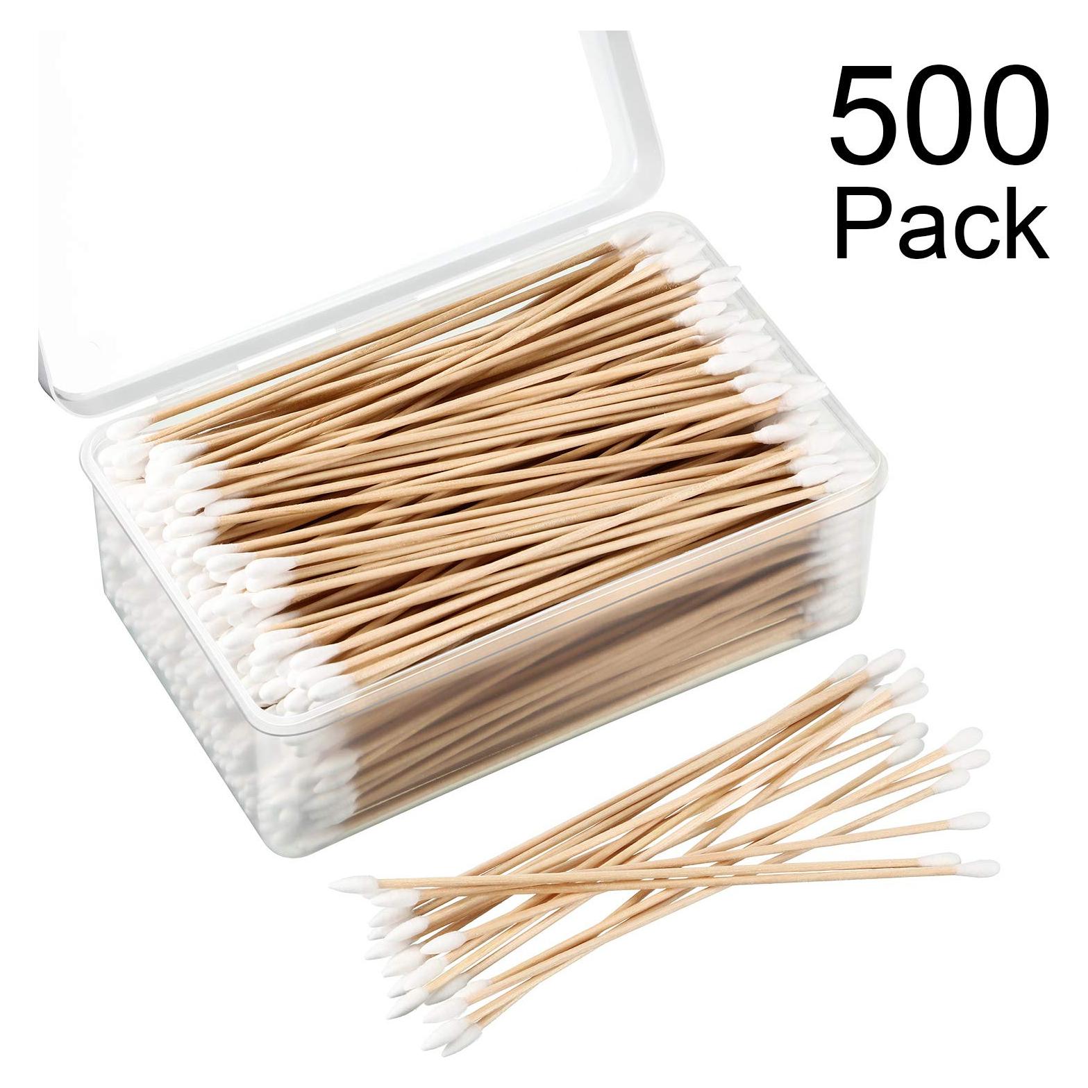 Bastones de Algodón Norme 15 cm - 500 Pcs con Mango de Madera