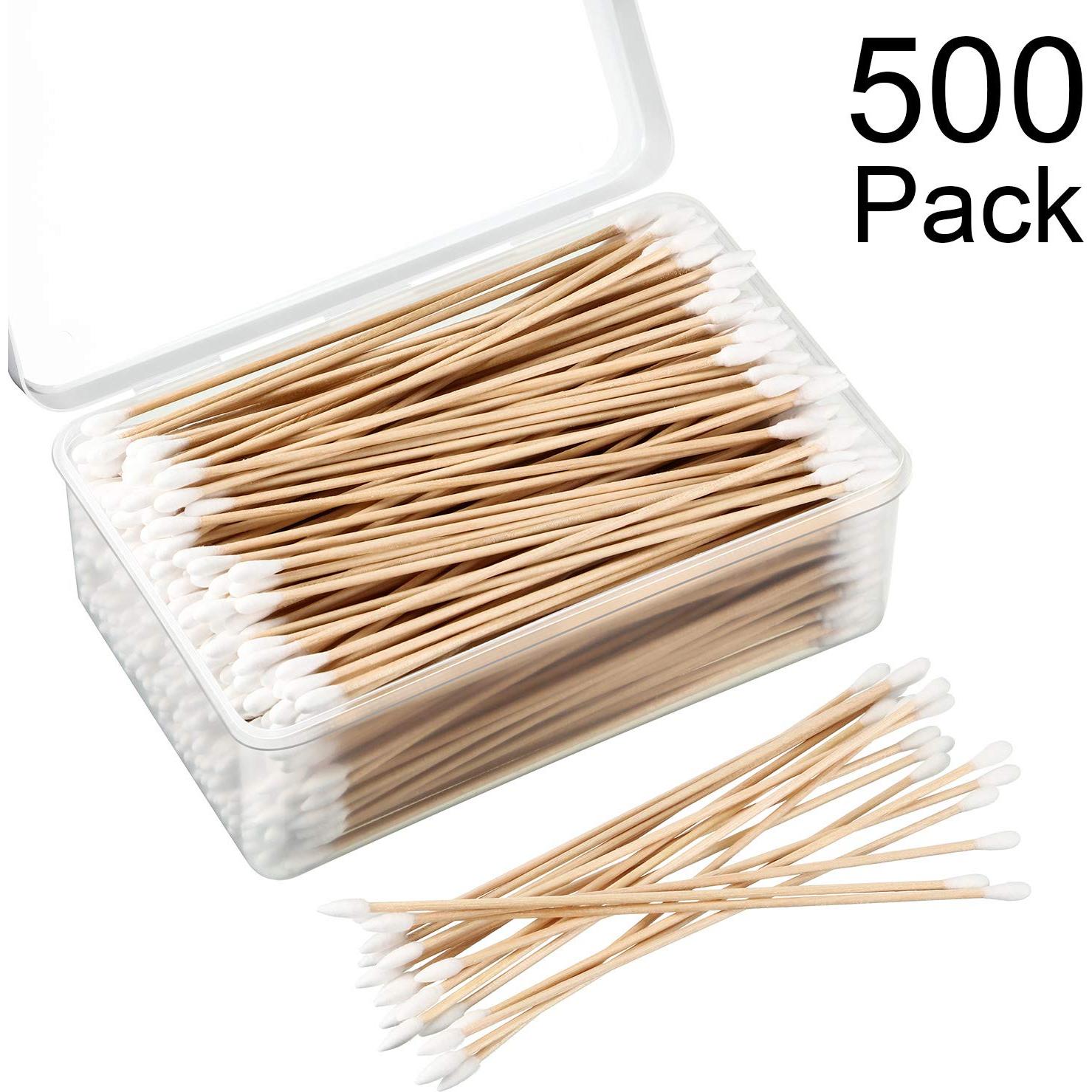 Bastones de Algodón Norme 15 cm - 500 Pcs con Mango de Madera