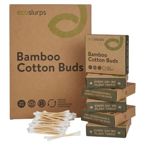 Bastones de Algodón de Bambú EcoSlurps - 600 Unidades Biodegradables