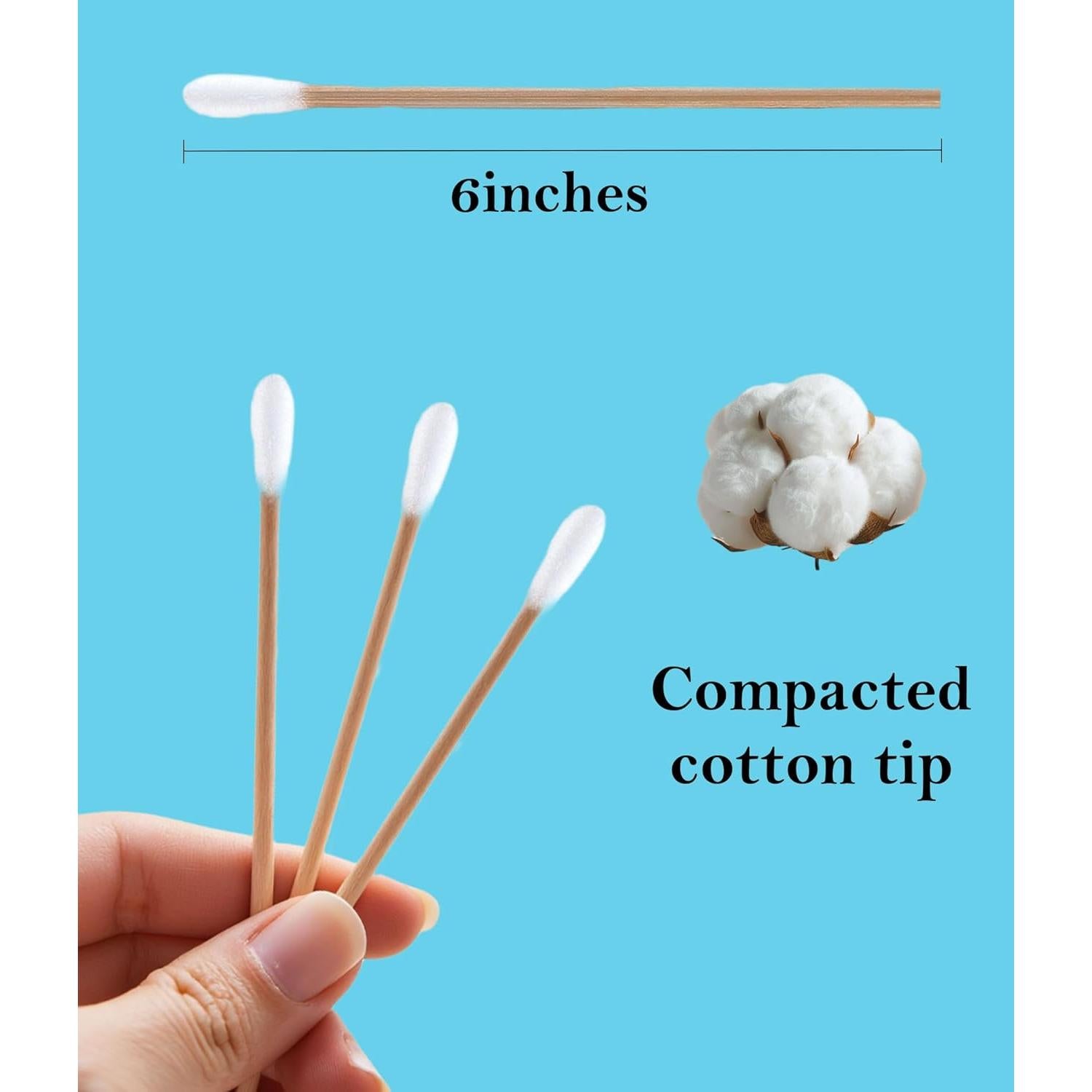 200 Bastones de Algodón Estériles de Madera 15 CM - Cuidado Personal