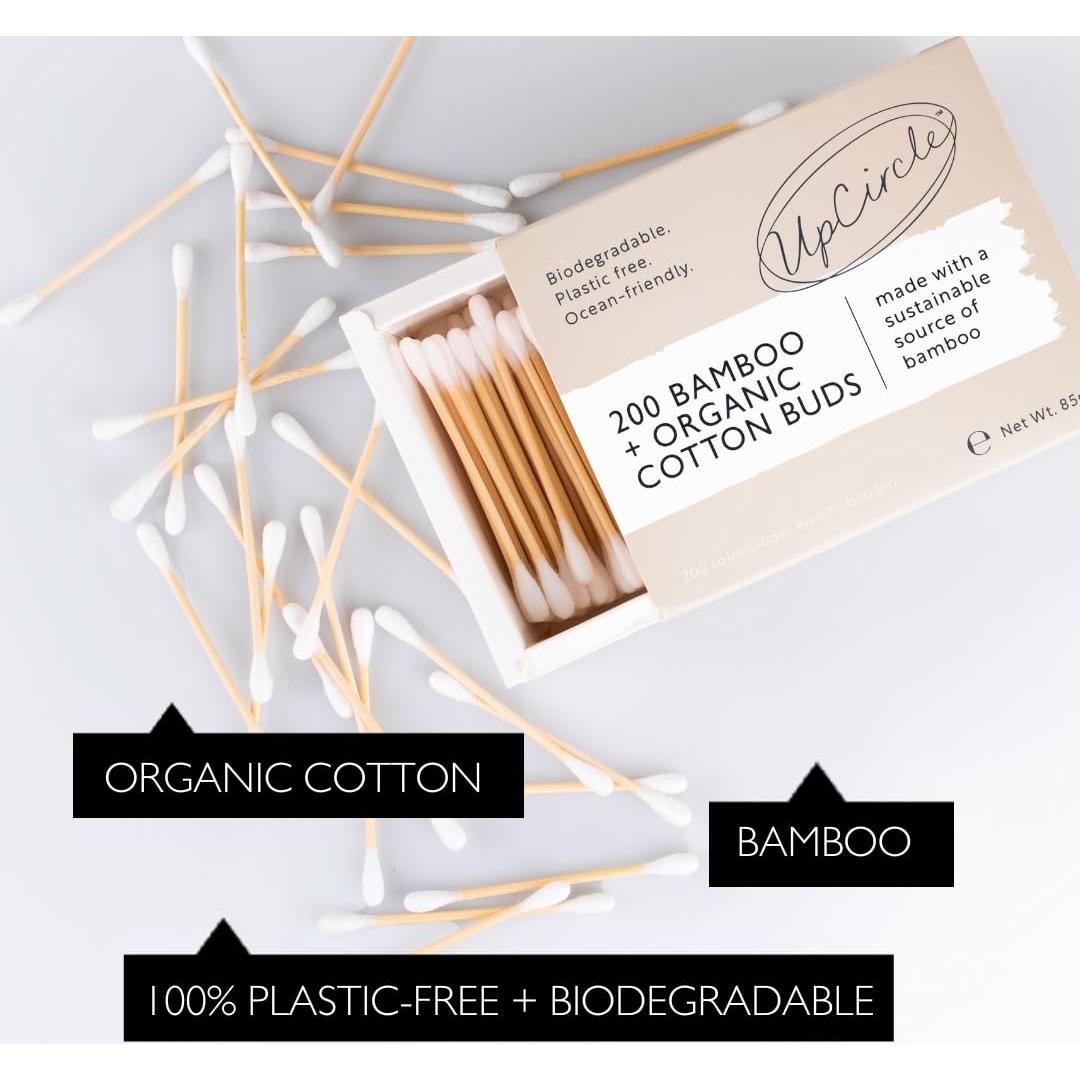 Bastones de Algodón de Bambú UpCircle - 200 Unidades - Sostenibles