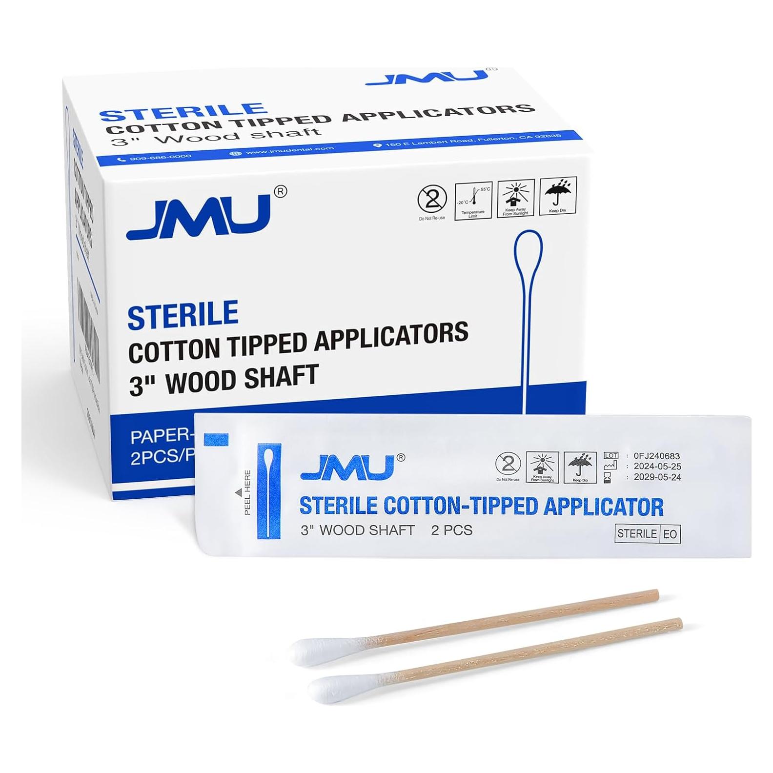 Bastones de Algodón Estériles JMU 3" (7.62 cm) - 200 Unidades