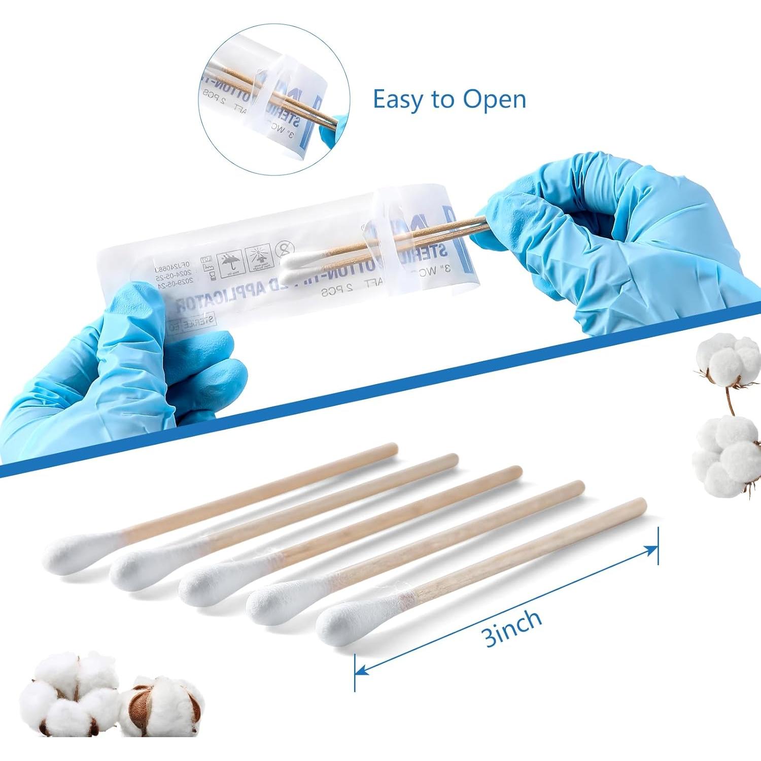 Bastones de Algodón Estériles JMU 3" (7.62 cm) - 200 Unidades