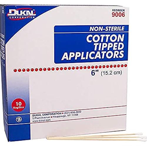 Aplicadores de Algodón Dukal 15.24 cm Paquete 1000 Bastoncillos