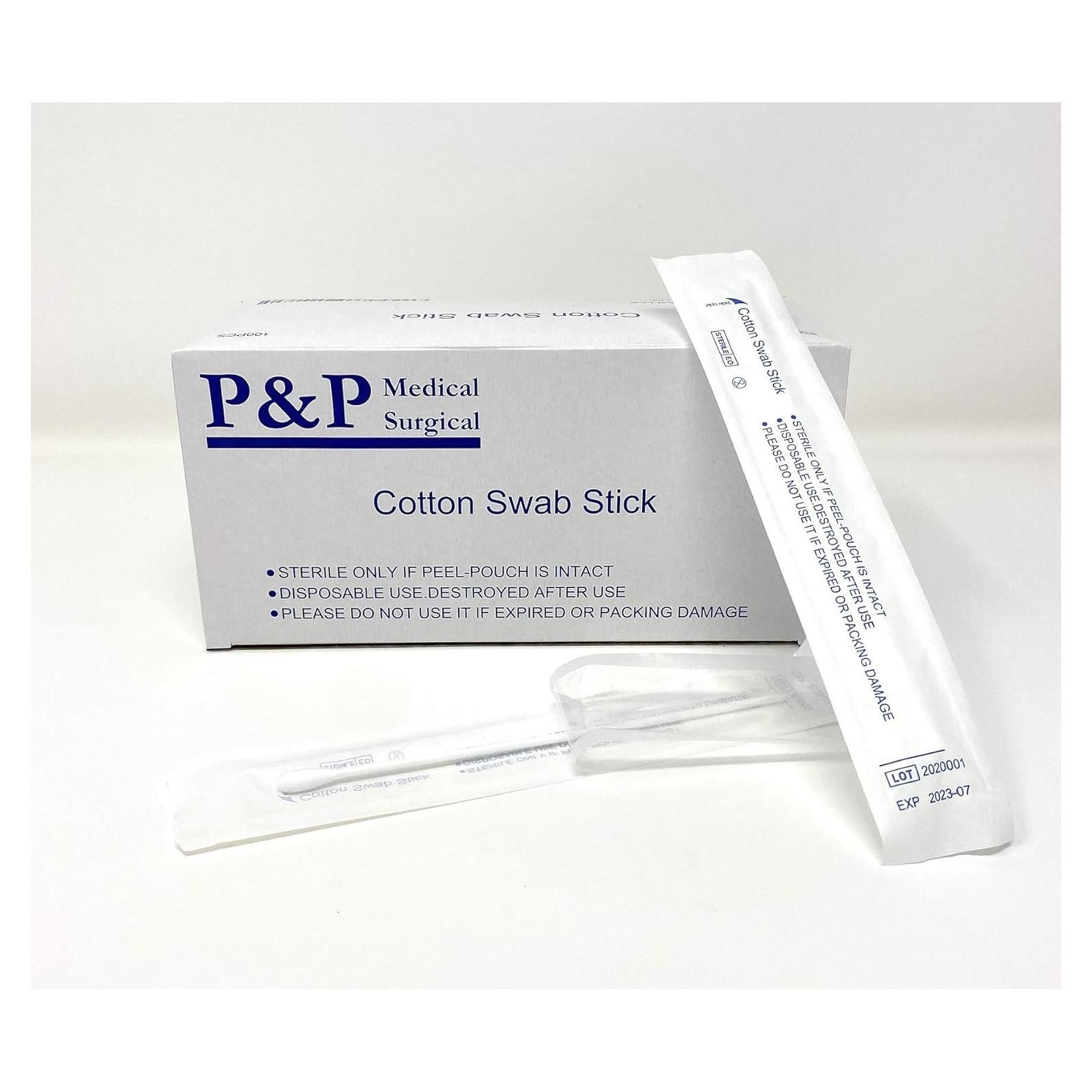 Aplicador de Algodón Estéril P&P Medical 100 Unidades