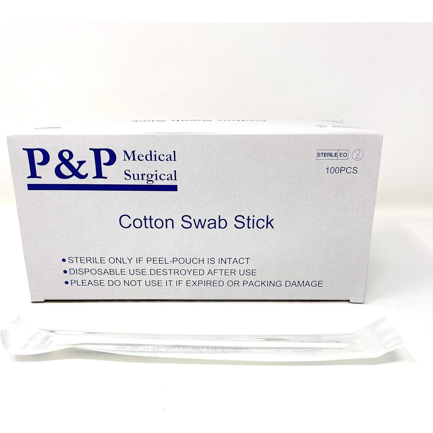 Aplicador de Algodón Estéril P&P Medical 100 Unidades