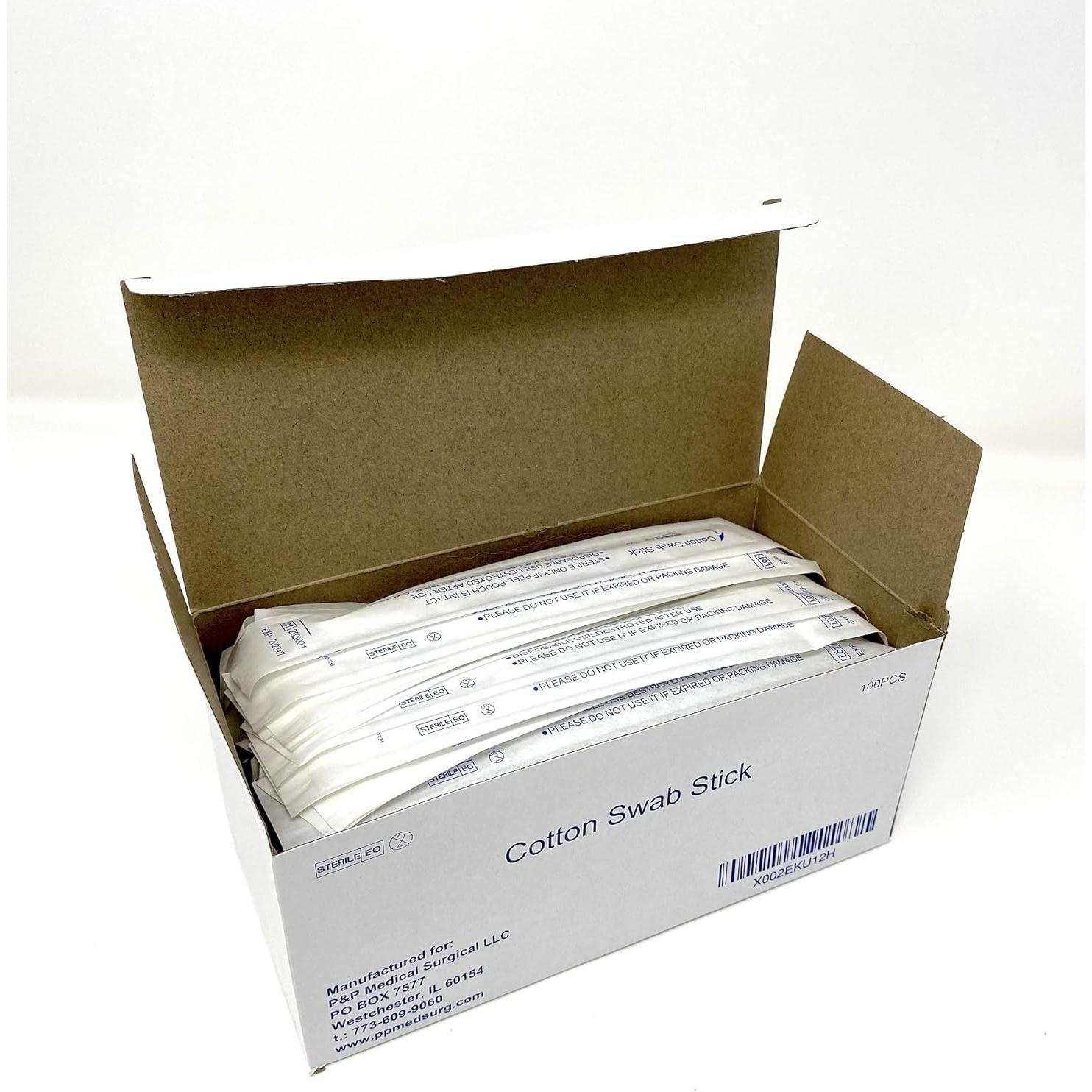 Aplicador de Algodón Estéril P&P Medical 100 Unidades