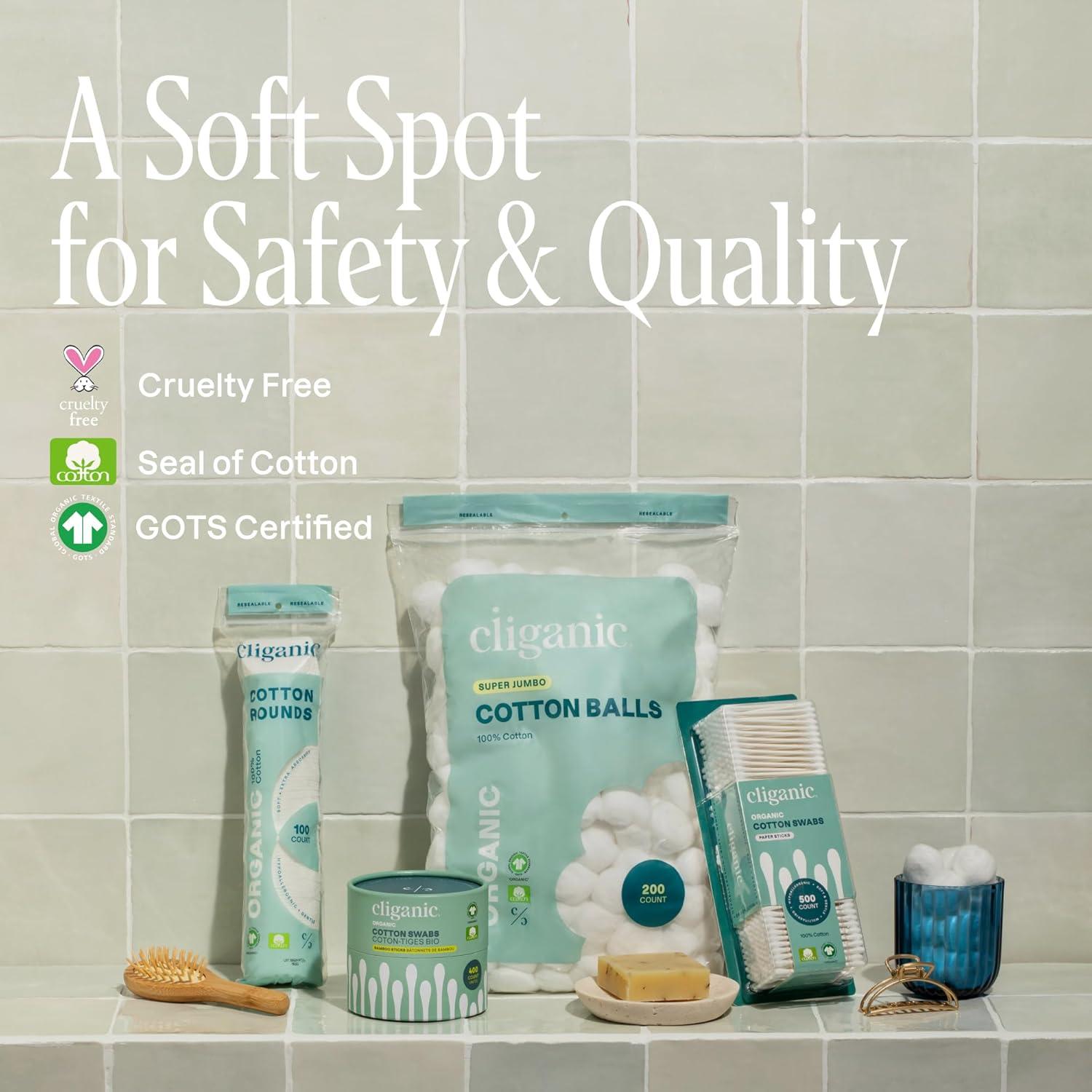 Discos de Algodón Orgánico Cliganic 300 Unidades Hipoalergénicos