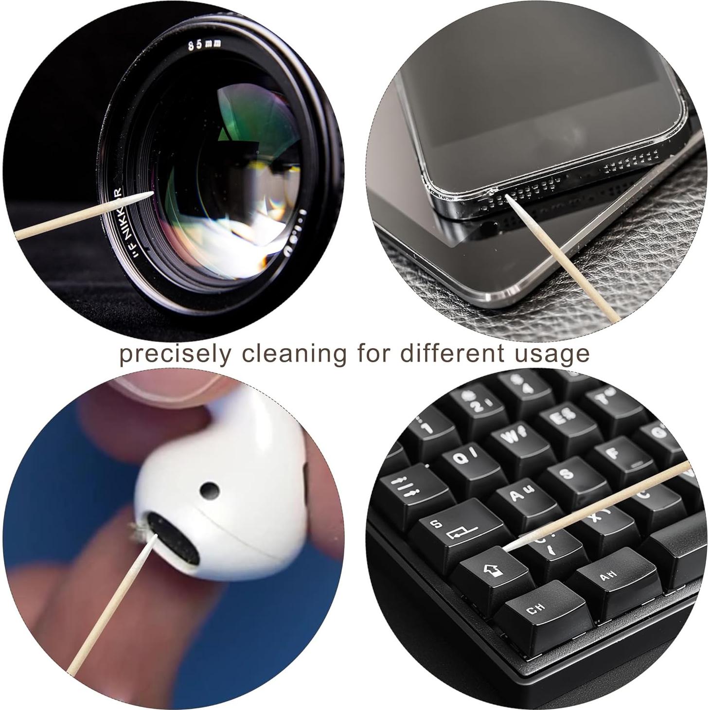 200 Bastones de Algodón de Precisión Egaageoi 10.16 cm Sin Pelusa