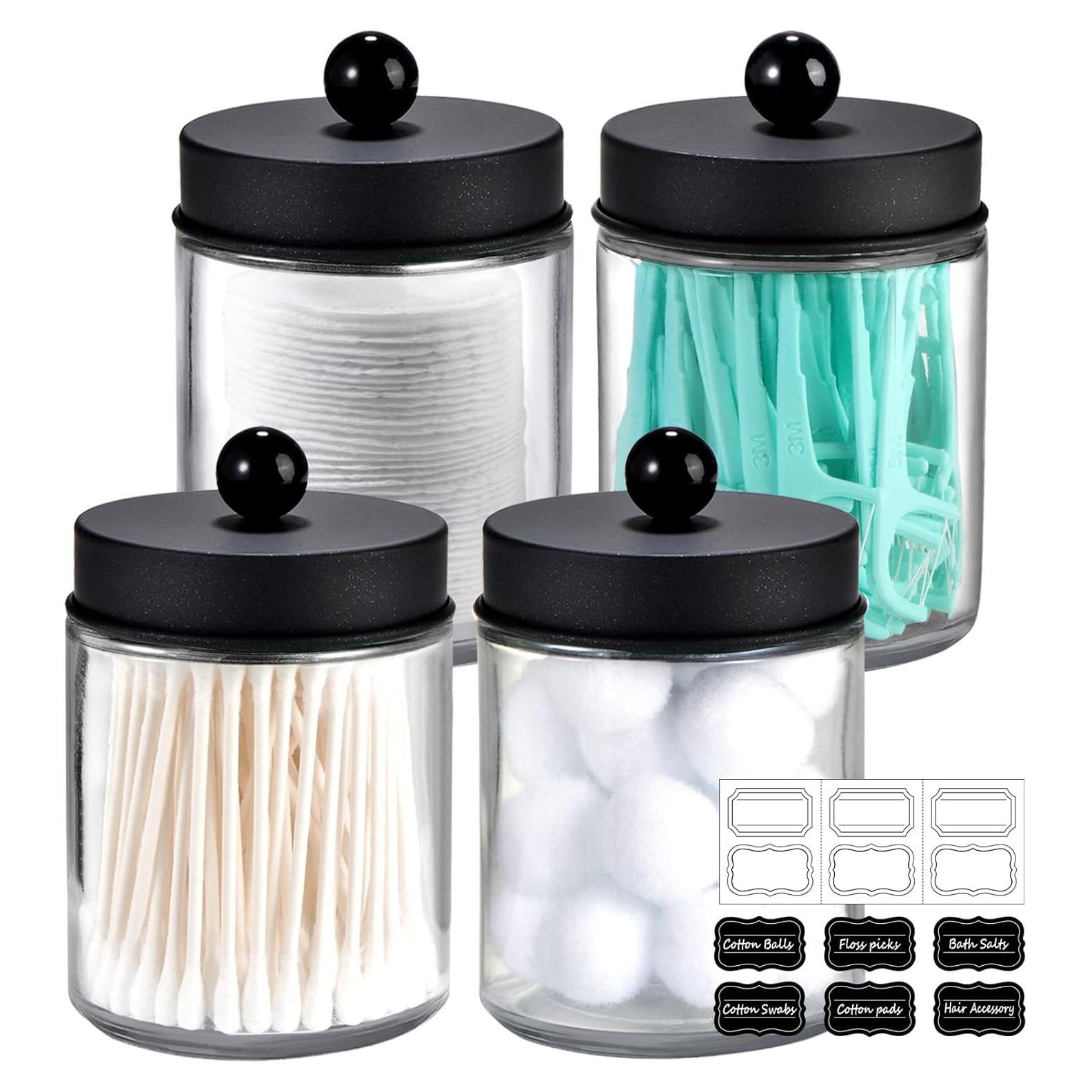 Tarros de Almacenamiento Amolliar 4 Unidades Vidrio 8oz Negro