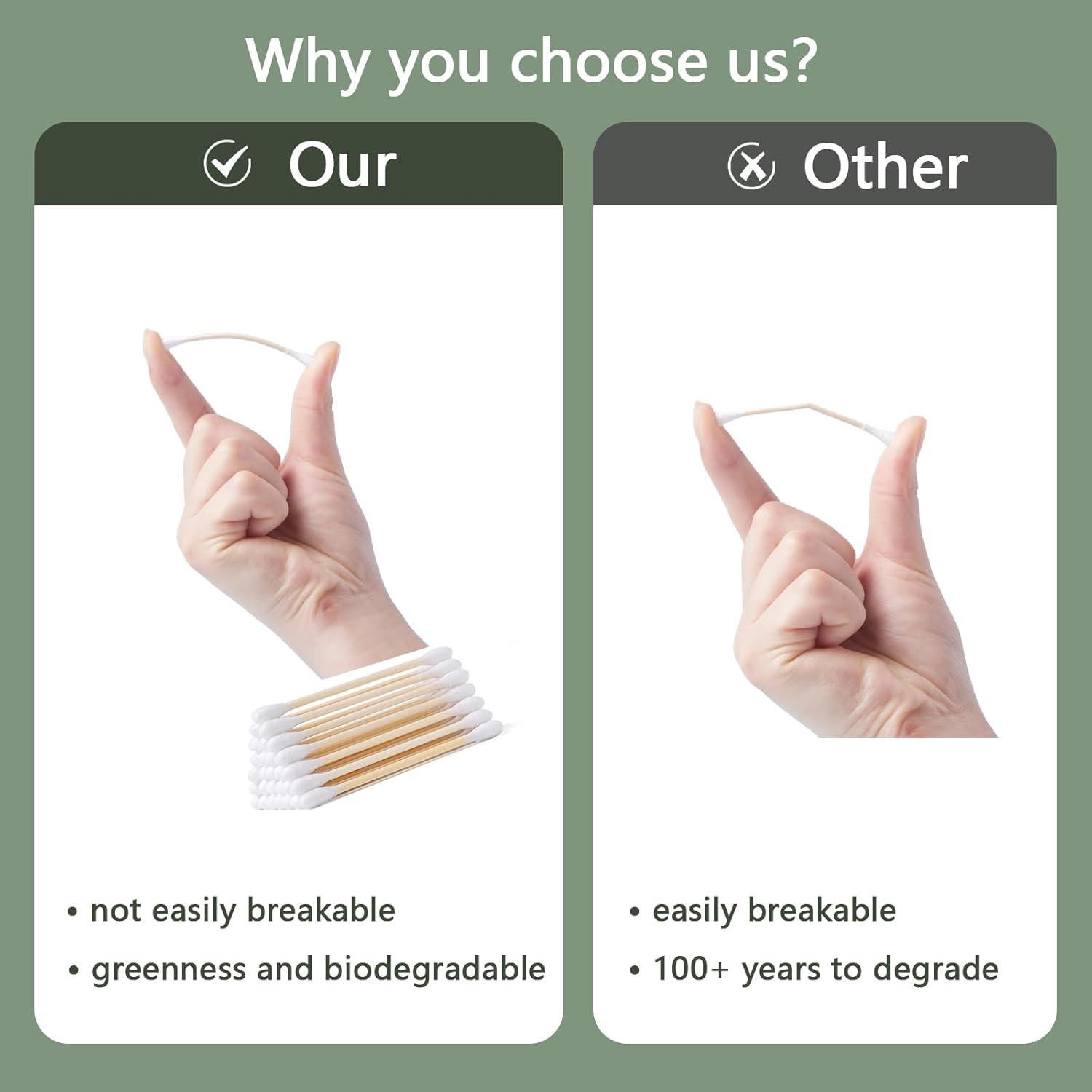 500 Bastoncillos de Algodón Orgánico y Biodegradables - Higiene y Belleza