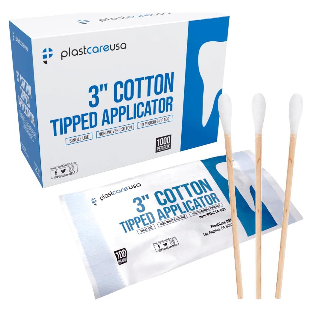 Aplicadores de Algodón 3" PlastCare USA - 1000 Unidades
