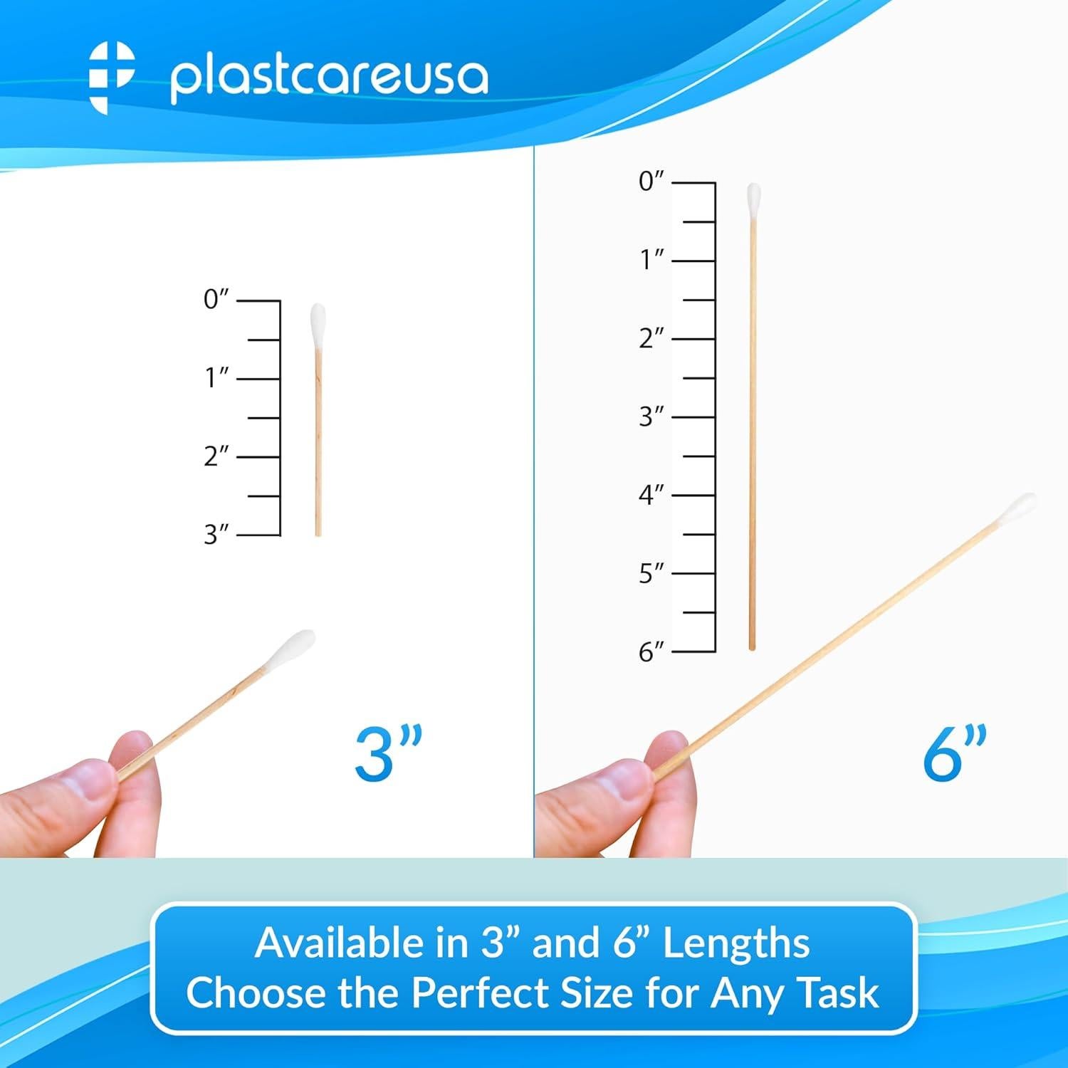 Aplicadores de Algodón 3" PlastCare USA - 1000 Unidades