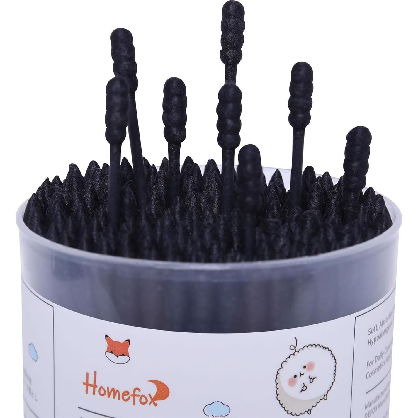 Hisopos de Algodón Orgánico HOMEFOX 600 Unidades Punta Espiral