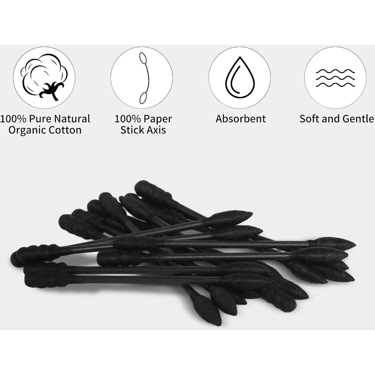 Hisopos de Algodón Orgánico HOMEFOX 600 Unidades Punta Espiral