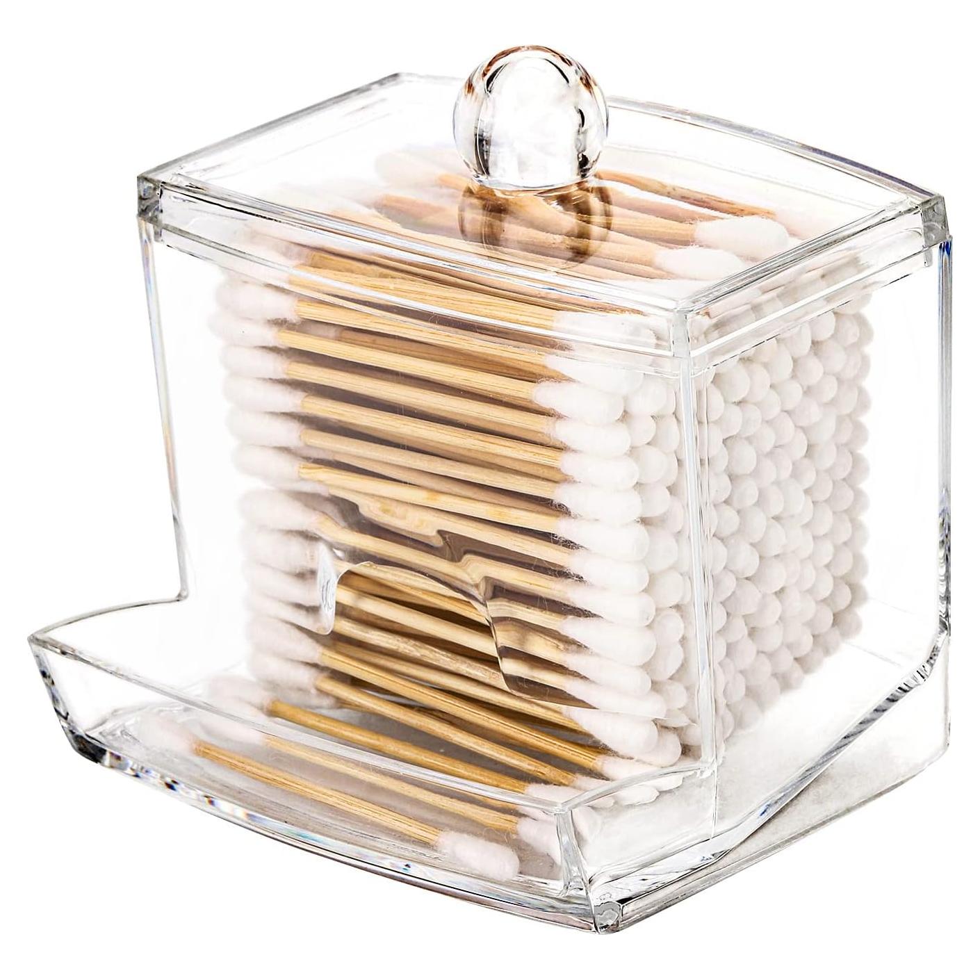 Dispensador de Qtip Tbestmax 10oz Organizador Baño Claro