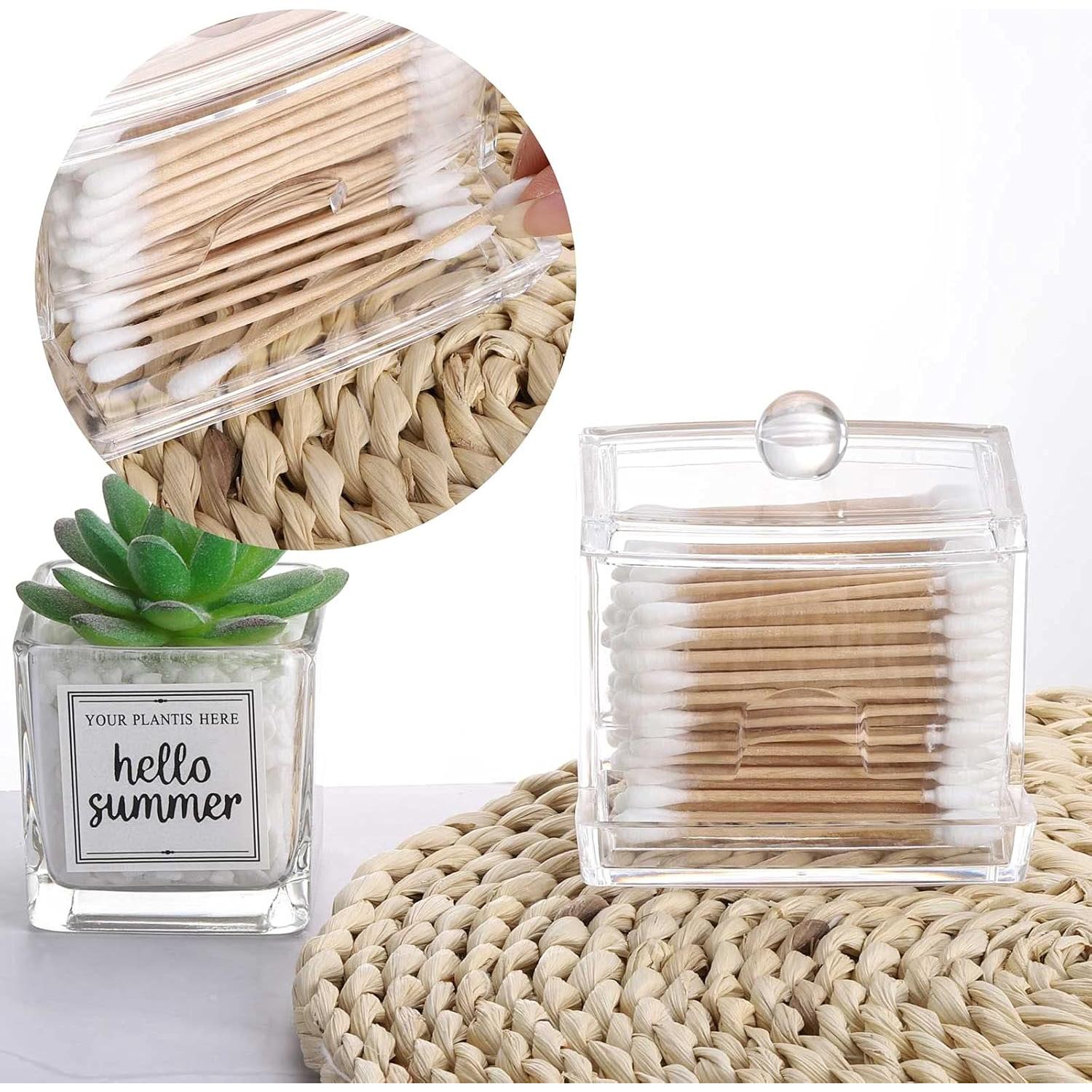 Dispensador de Qtip Tbestmax 10oz Organizador Baño Claro