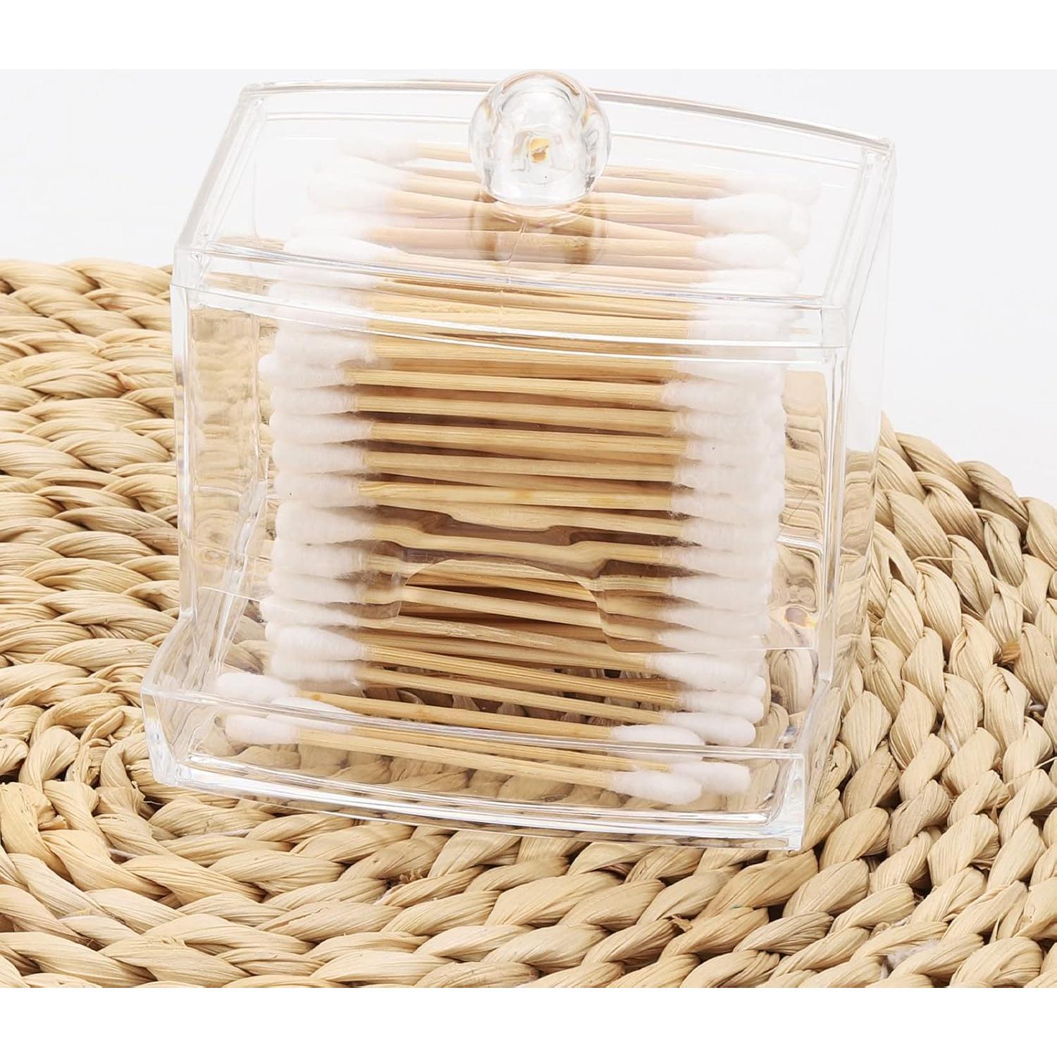 Dispensador de Qtip Tbestmax 10oz Organizador Baño Claro