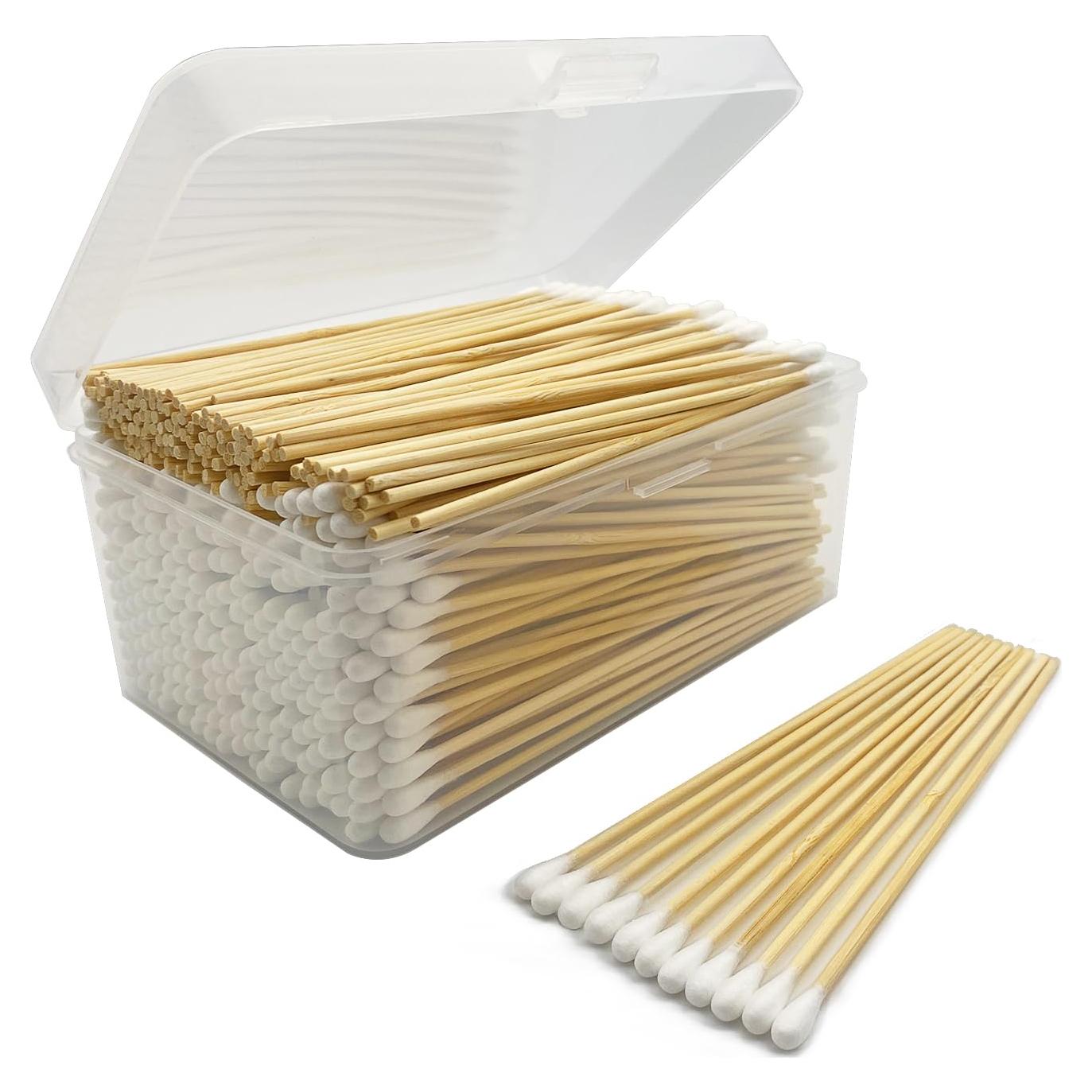 Hisopos de Algodón 500PCS MRCMUCEZ 15cm con Palito de Bambú