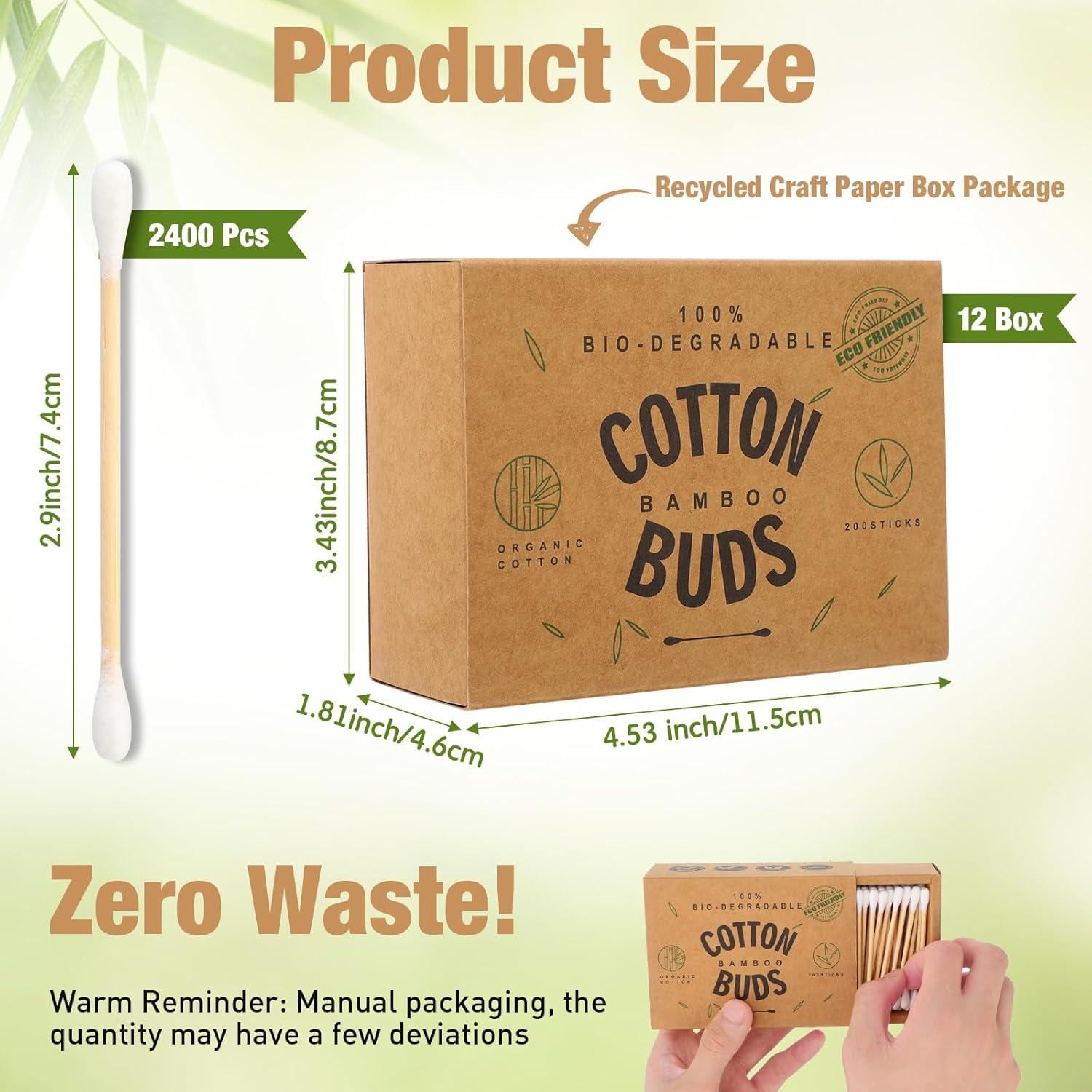 2400 Bastones de Algodón Doble Punta Threlaco - 7.4 cm